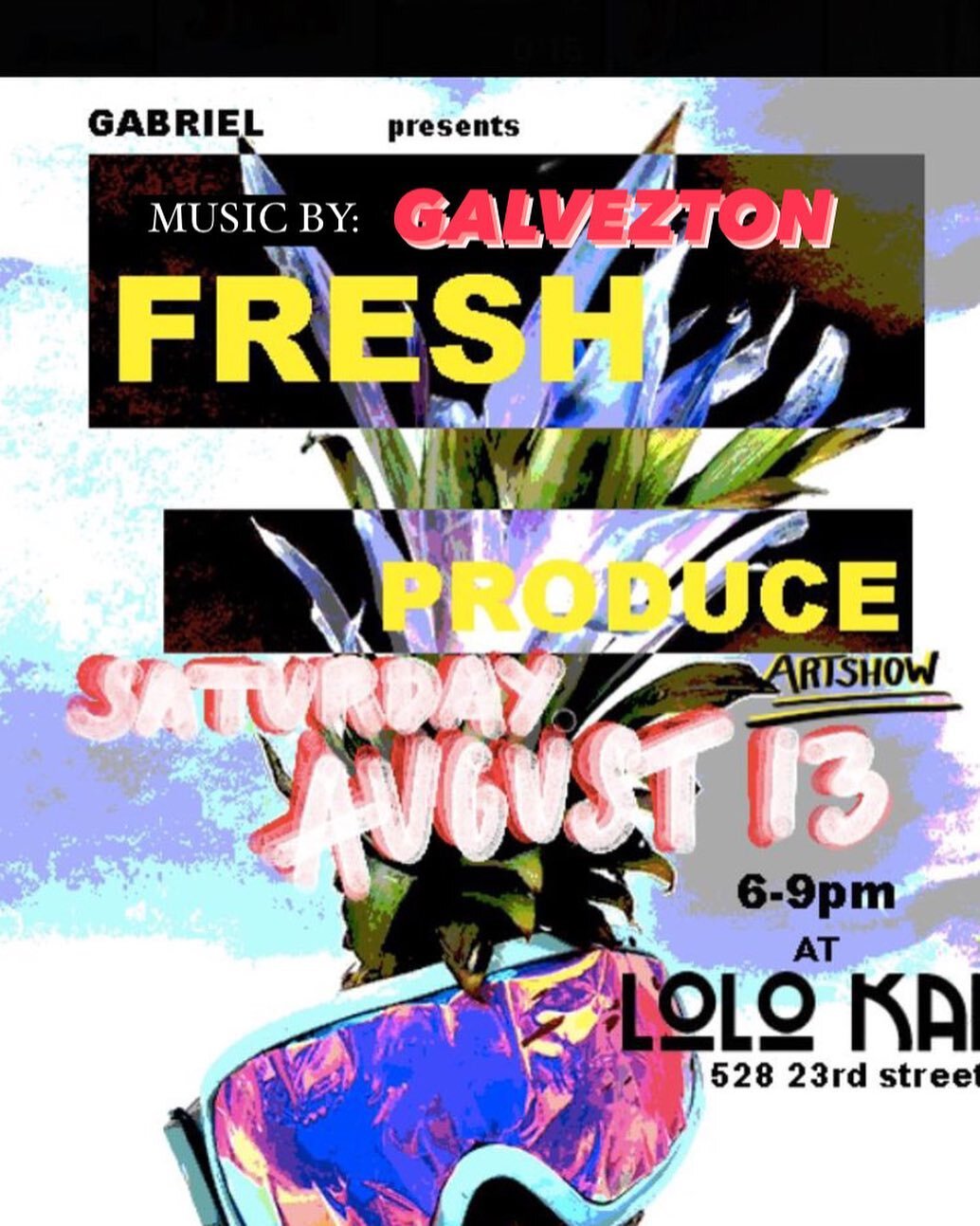 Stoked to play some music for this art show by the one and only @gapsmack87 .
Come getcho #freshproduce @lolokaigalveston #artmusic #surfculture #ilikewaves #galvezton