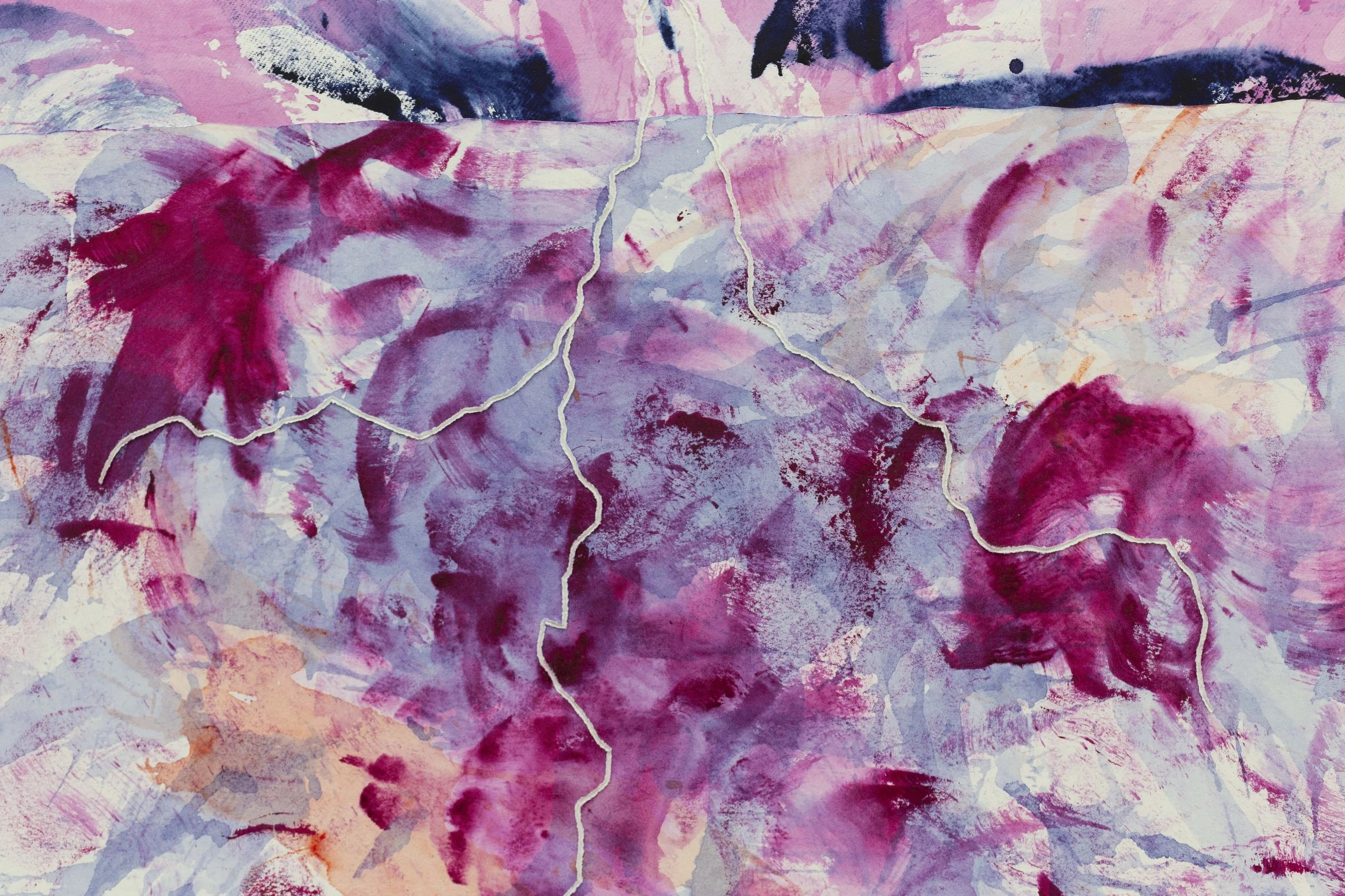 detail, Sky in my Lungs (6), 2025 watercolour on incised paper, 600 x 550 mm