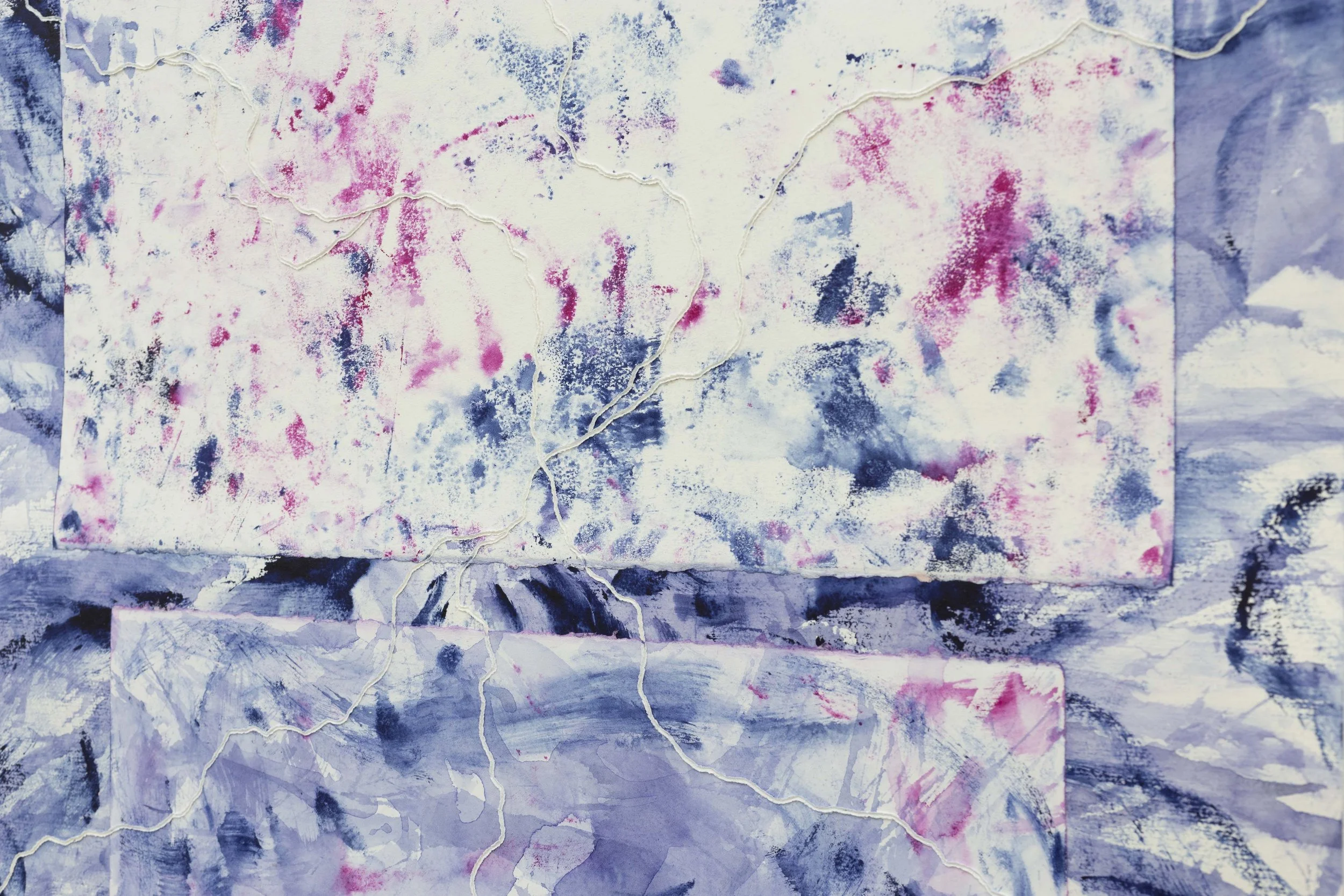 detail, Sky in my Lungs (7), 2025 watercolour on incised paper, 600 x 550 mm