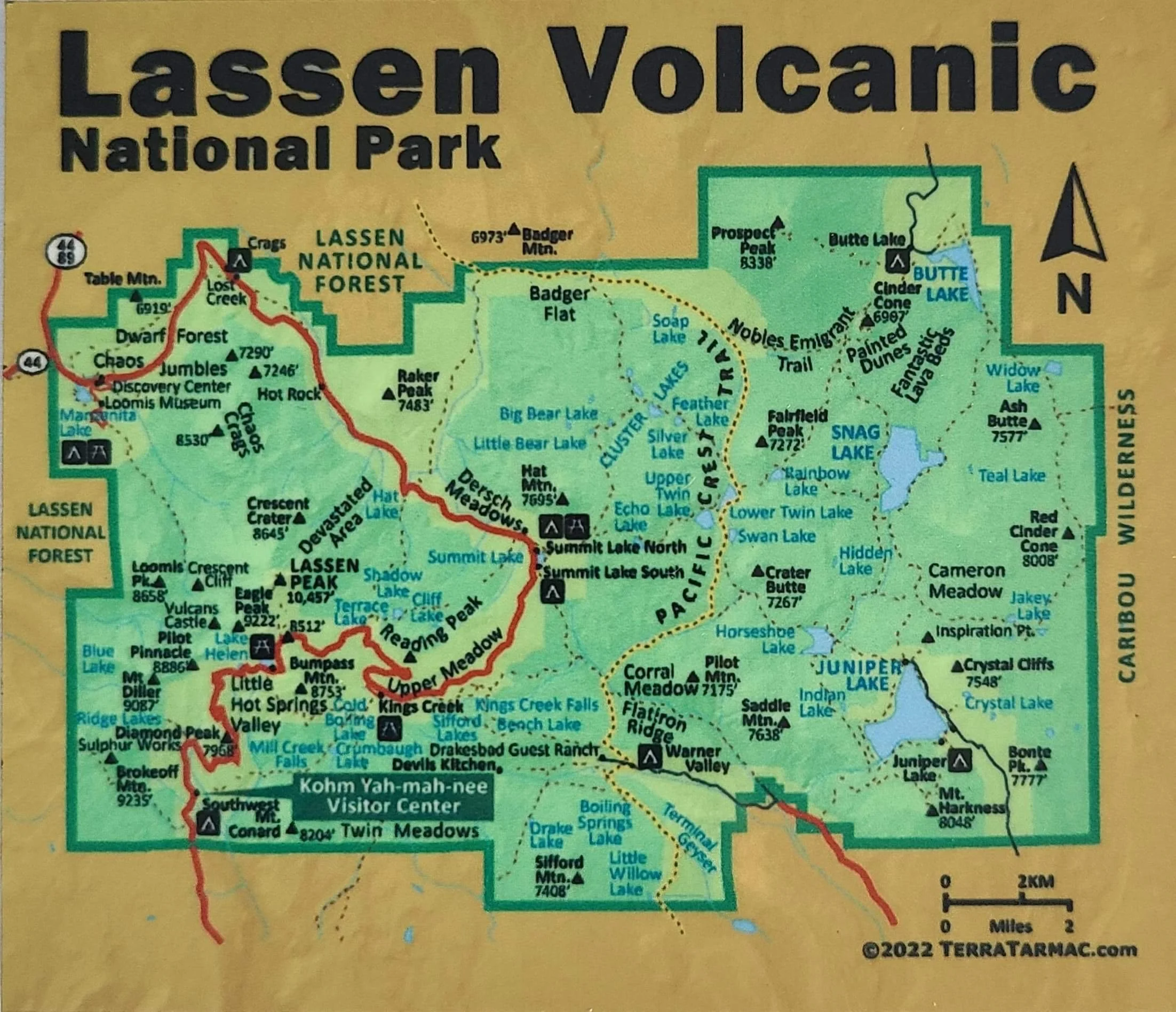 Lassen Volcanic National Park Map Magnet — Lassen Association  Peak