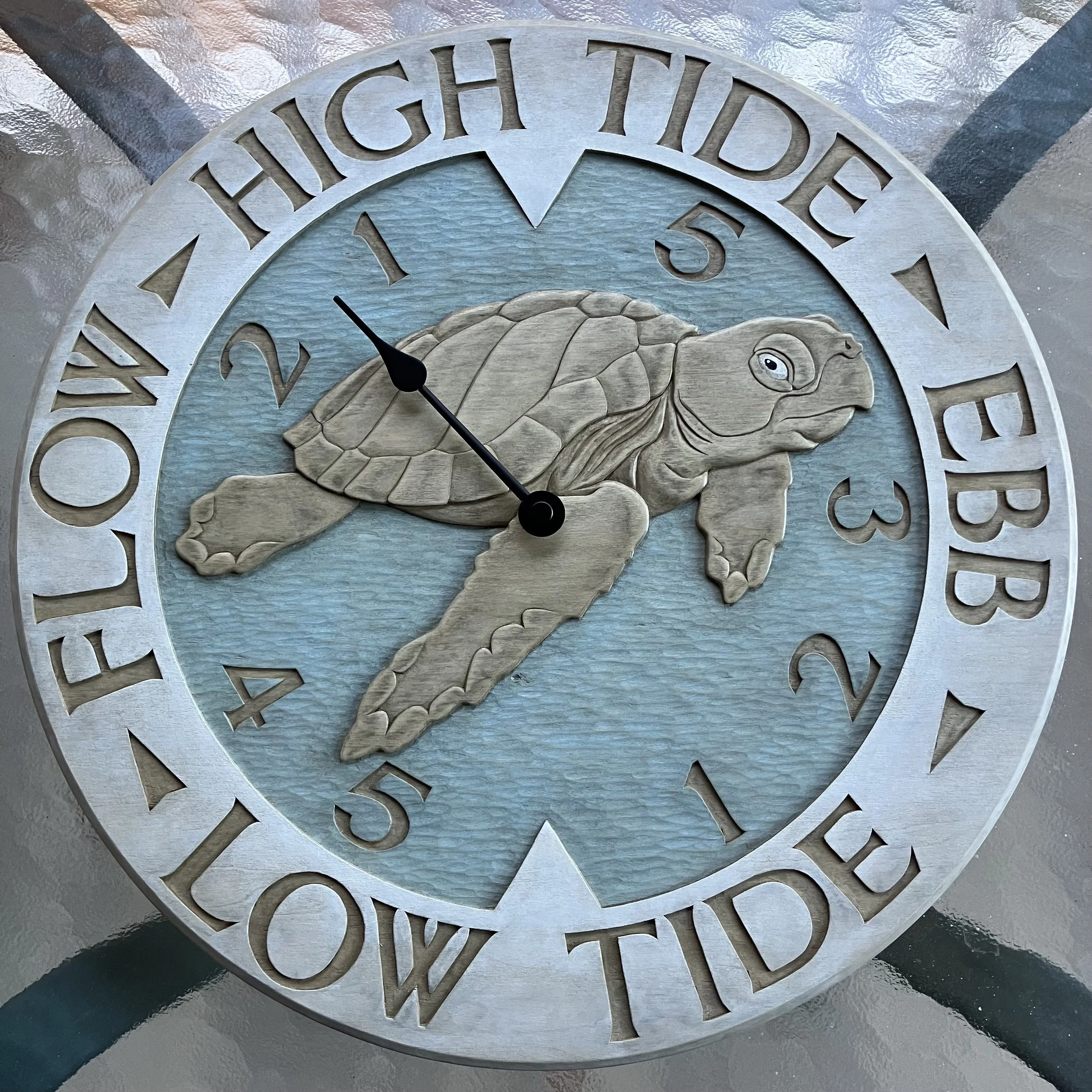 SOLD:  Loggerhead Turtle Tide Clock - 18 inch