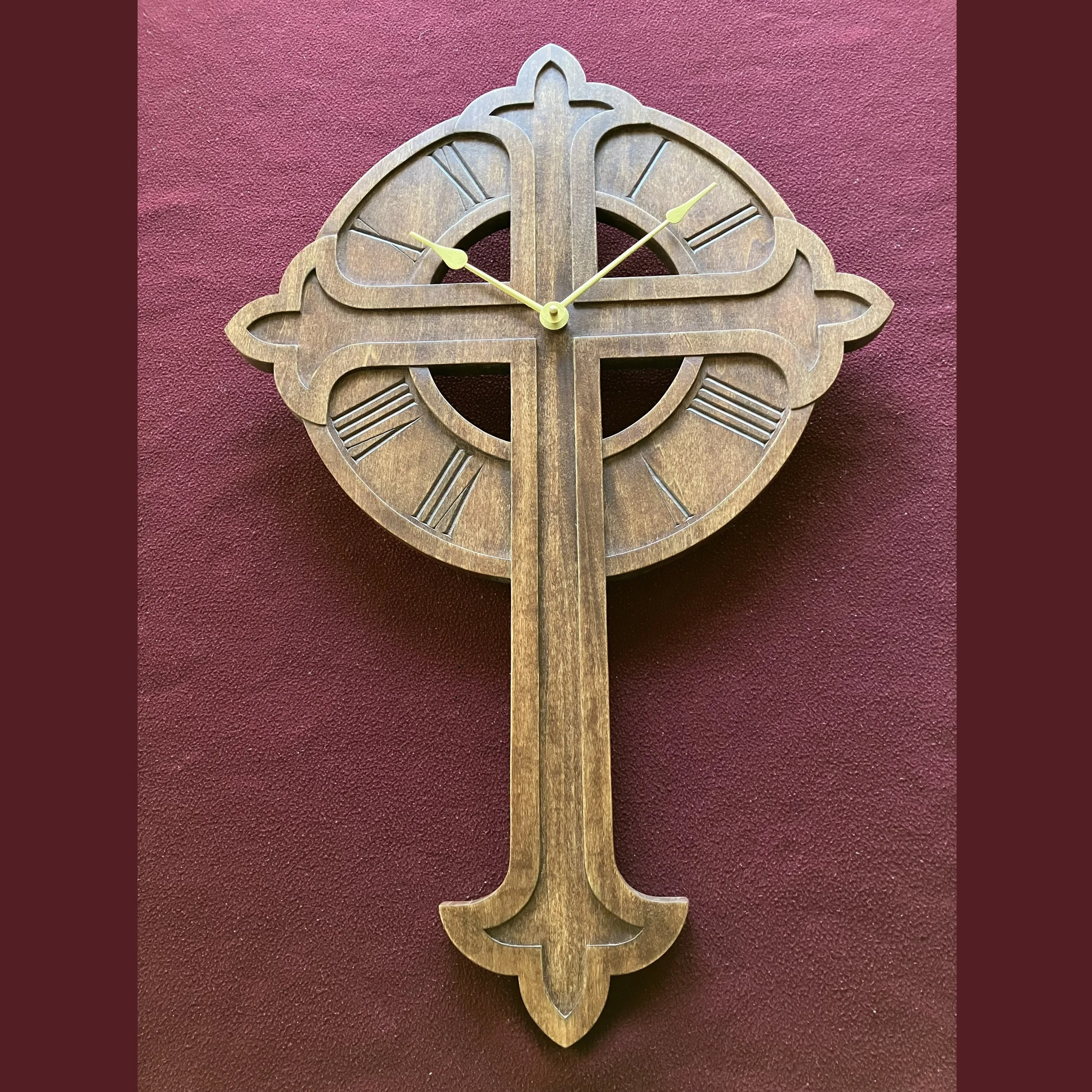 AVAILABLE: Cross Clock - 19 x 28 inches.  Price: $1,250.00.  For purchase information email: ShattuckClockworks@gmail.com