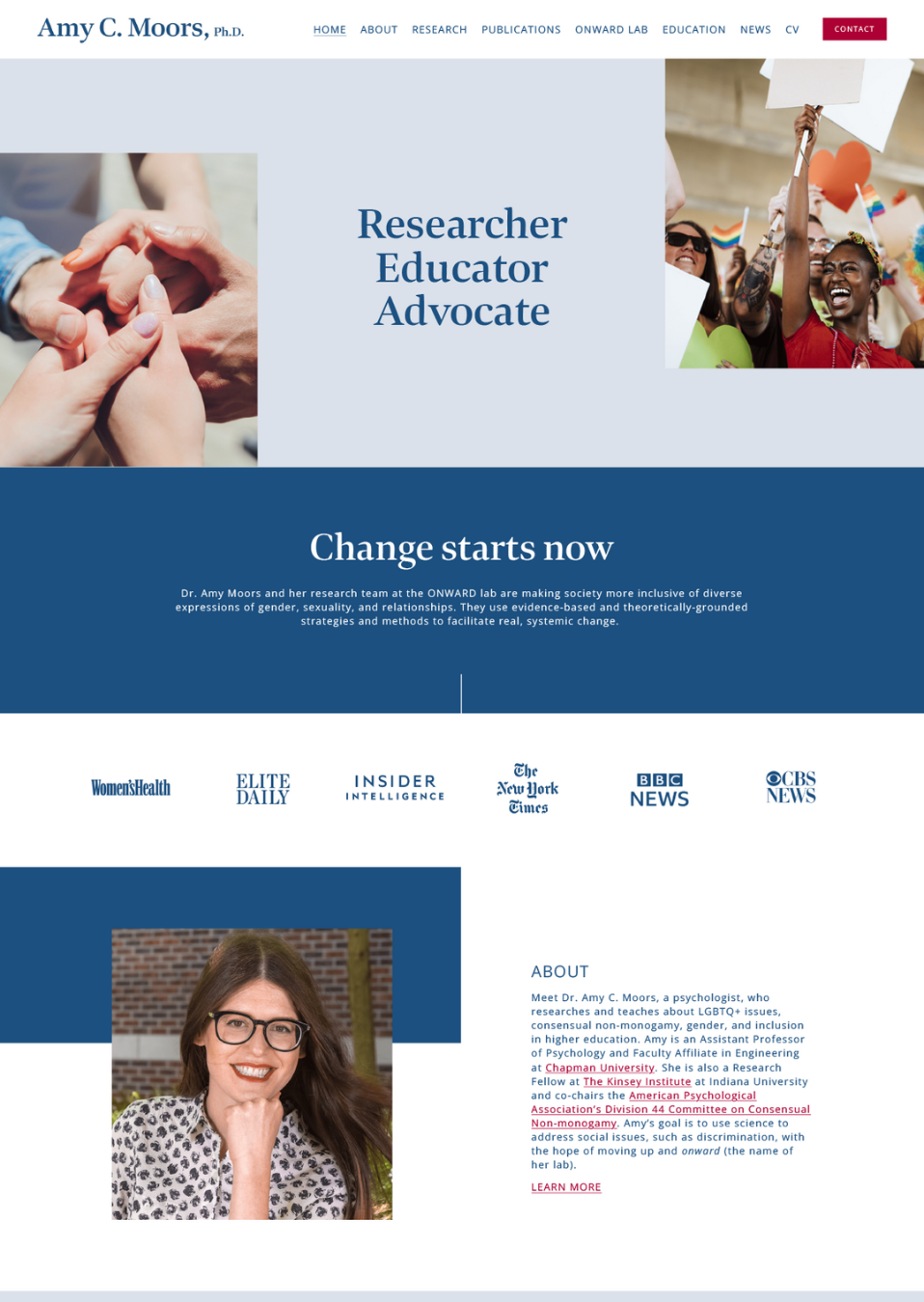 Amy C. Moors, Ph.D. Website Preview