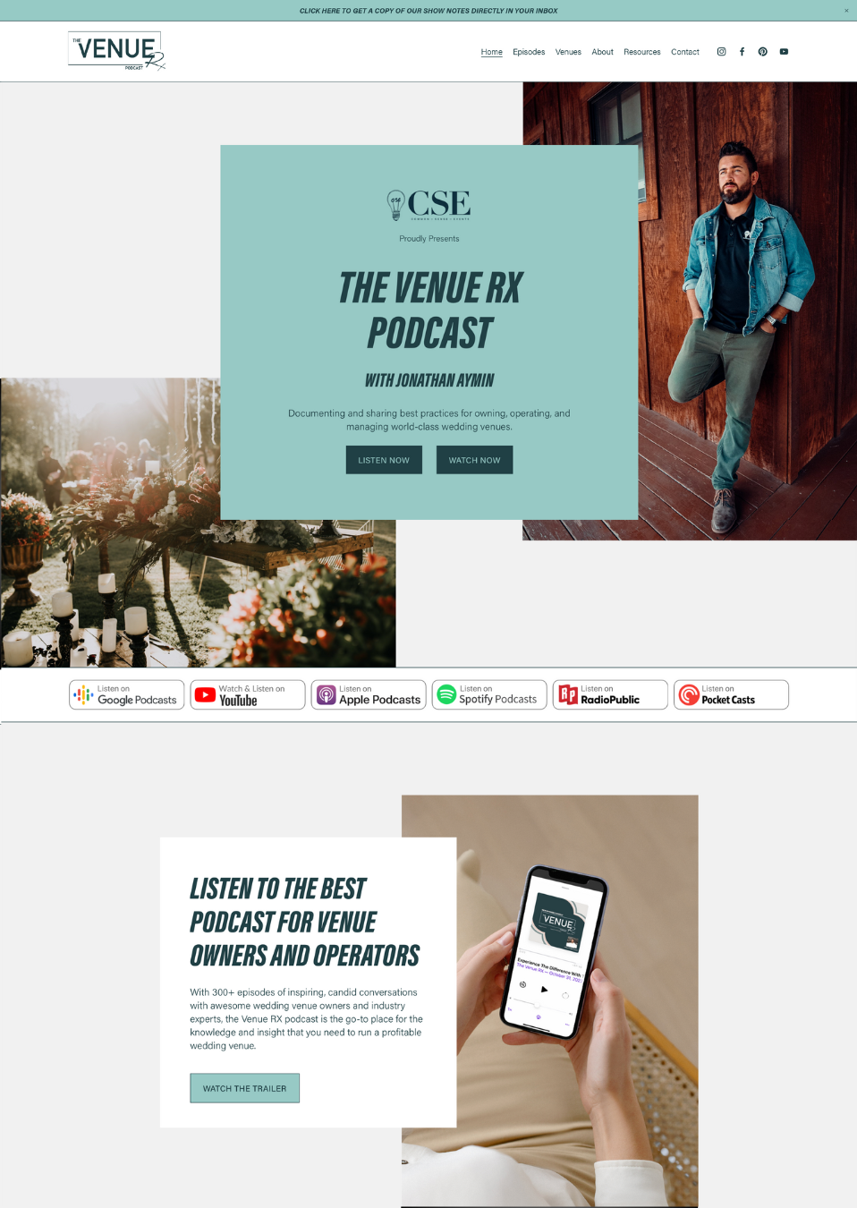 The Venue RX Podcast Website Preview