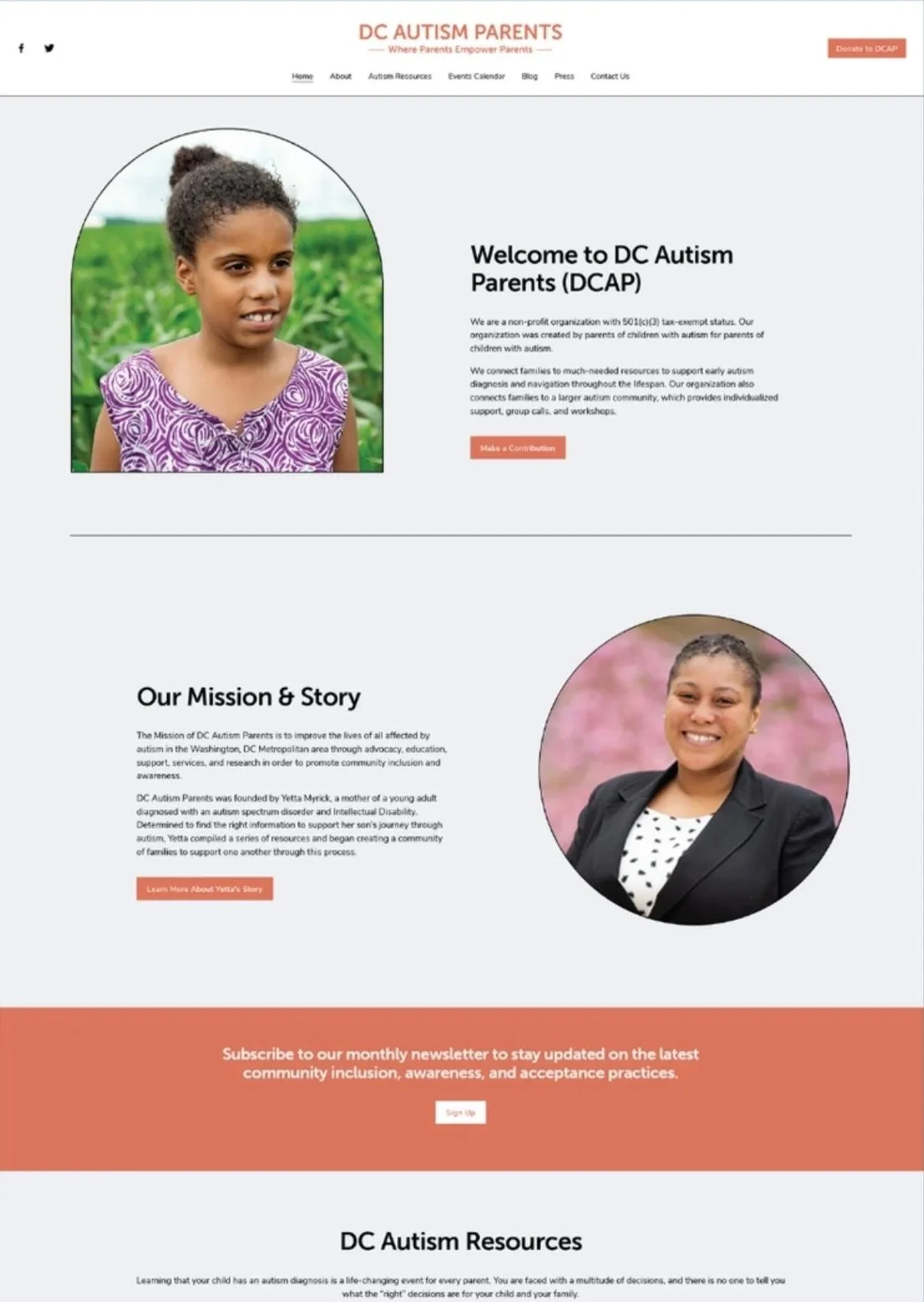 DC Autism Parents Website Preview