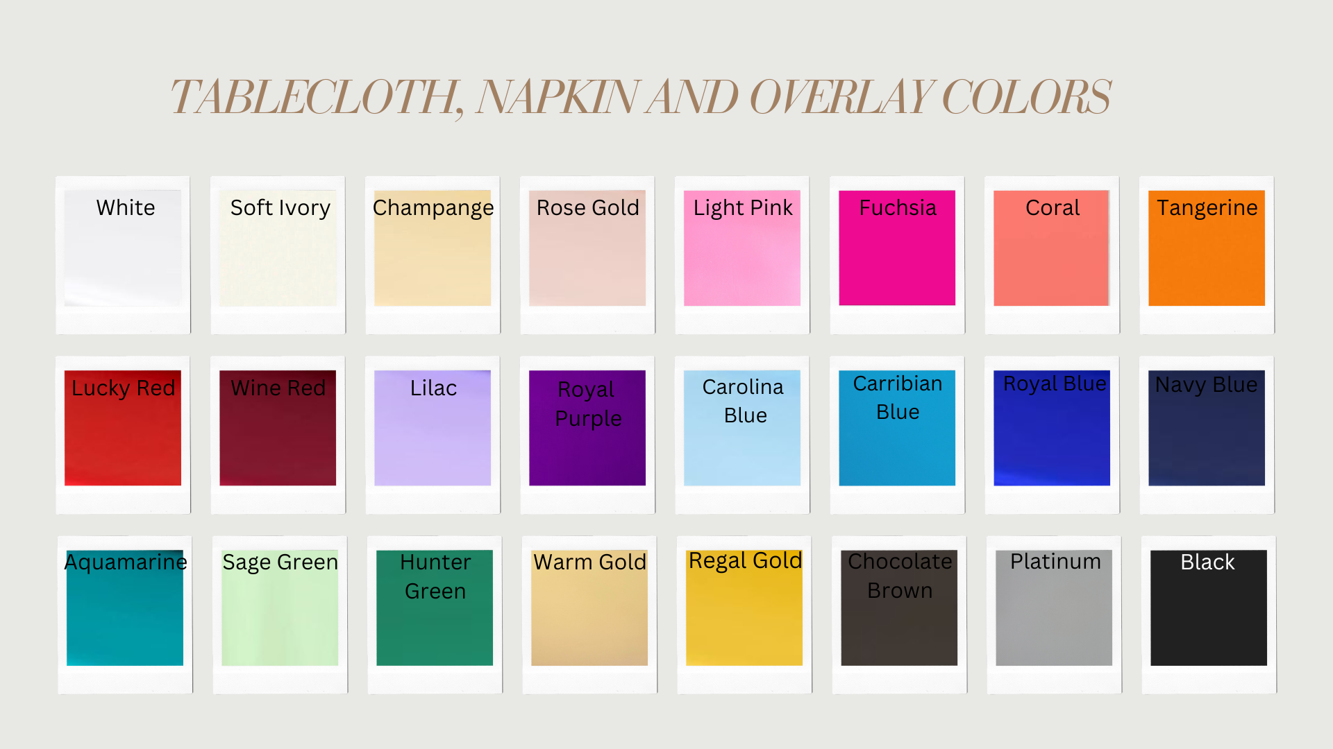 Rectangular Tablecloth Color Chart Tablecloths For Rent | Linen for Events | Raleigh, NC — City of Oaks Linens