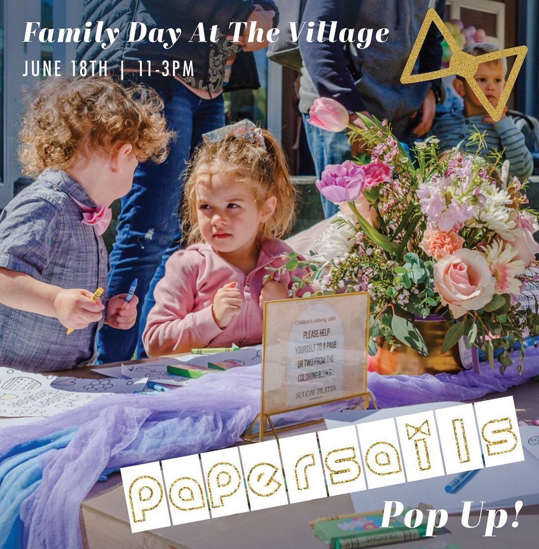 Come join us for a Paper Sails Pop Up @villageatrancharrah Family Day! 🎀

We will have a booth featuring our new S/S 2022 suits for moms &amp; babes👙
⁠
This Saturday, June 18 from 11AM-3PM, it's a day for you AND the kiddos. Join us for Family Day,