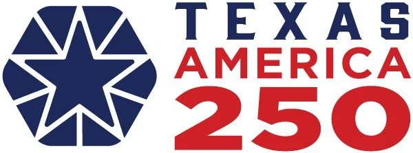 Logo for Texas America 250 with a star inside a geometric circle on the left and the text "TEXAS AMERICA 250" on the right.