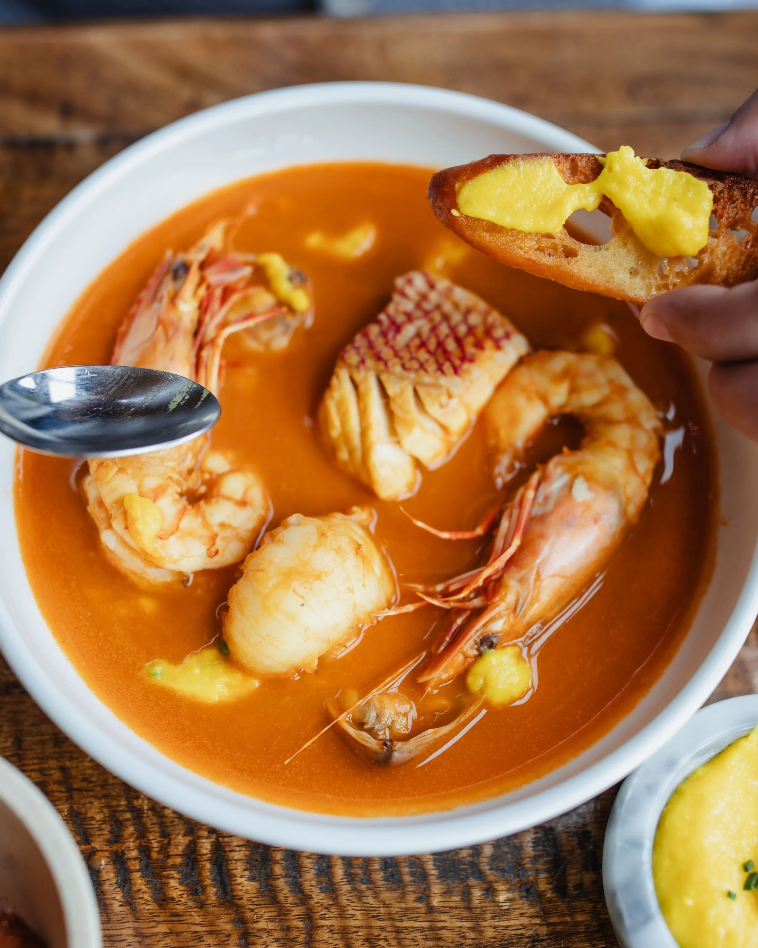 Travel to Marseille for one unforgettable meal 🍲

Prawns, scallops, fish&hellip; If you like seafood, this one is for you. Taste the richness of the broth and the saltiness of the ocean, all combined in one delicious Herv&eacute;&rsquo;s Bouillabais