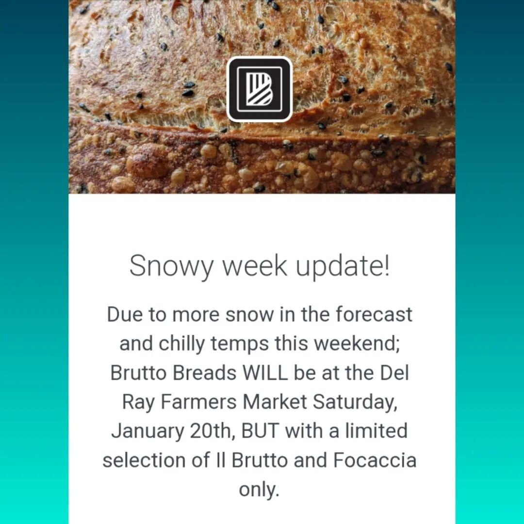 If you would like to preorder any other breads for Friday Home pickup or Department of Beer and Wine pickup please do so by Wednesday evening.&nbsp;

Thanks and stay warm!
