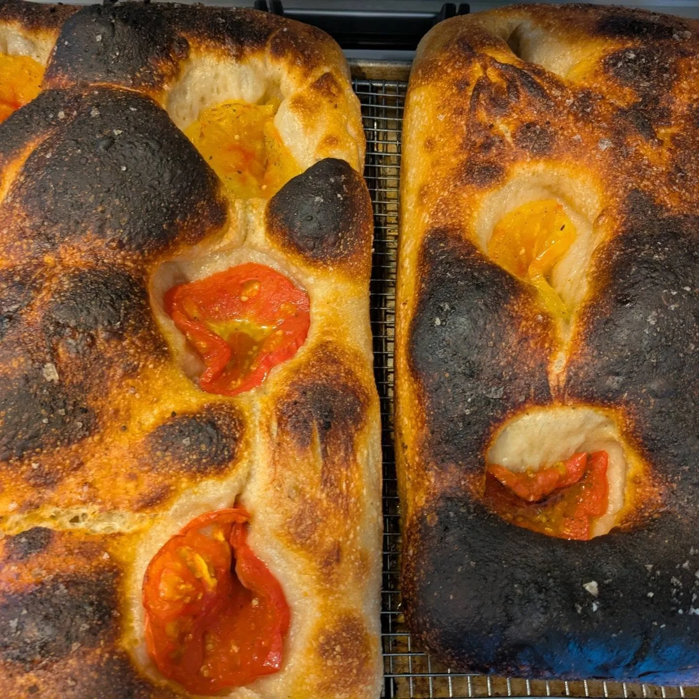 Heirloom tomato+ herbs + garlic salt focaccia 

Tis the season!