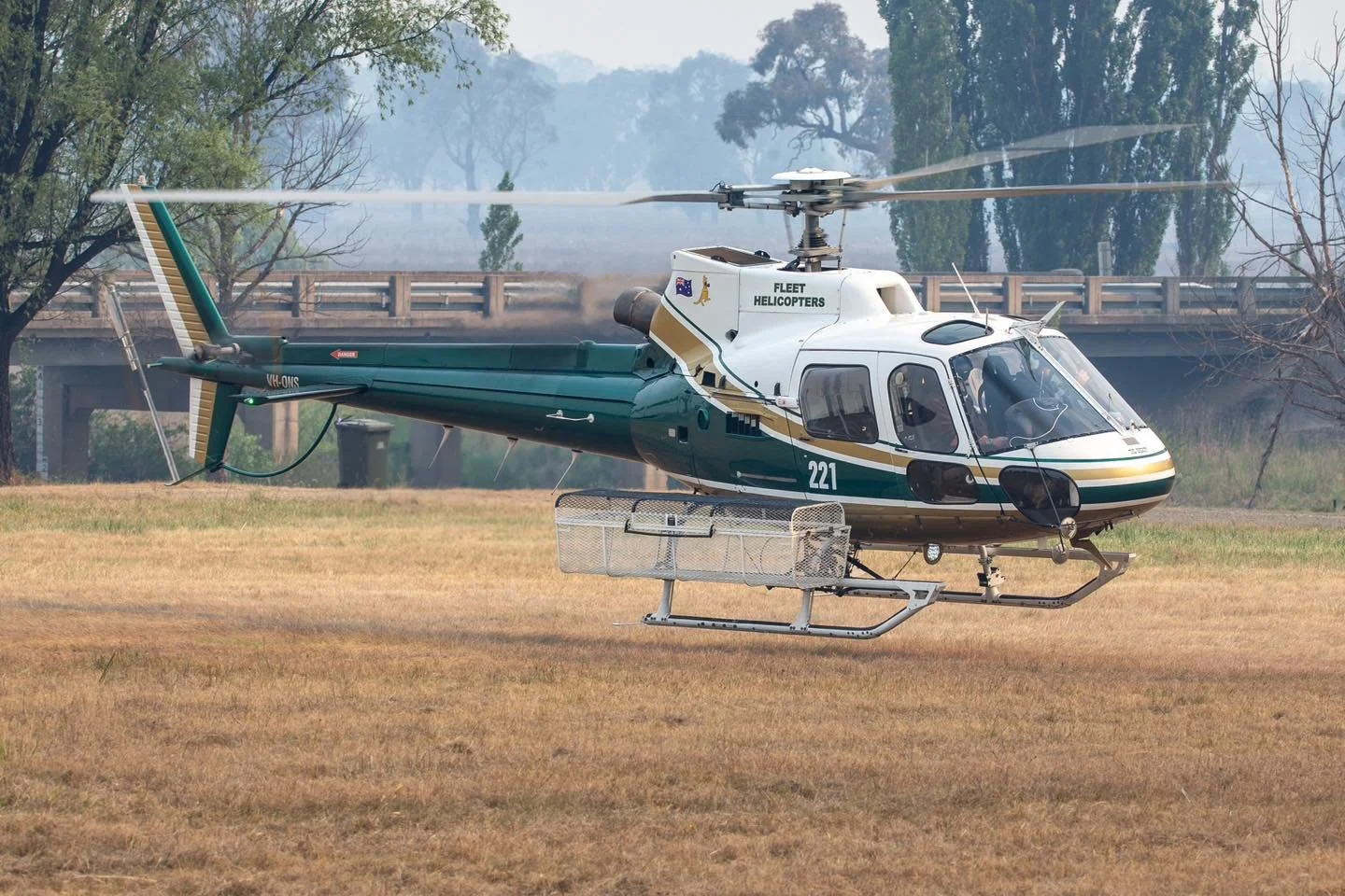 VH-ONS as “Firebird 221” becoming airborne off the Deepwater oval while working on the fires near Tenterfield and Glen Innes late last year.