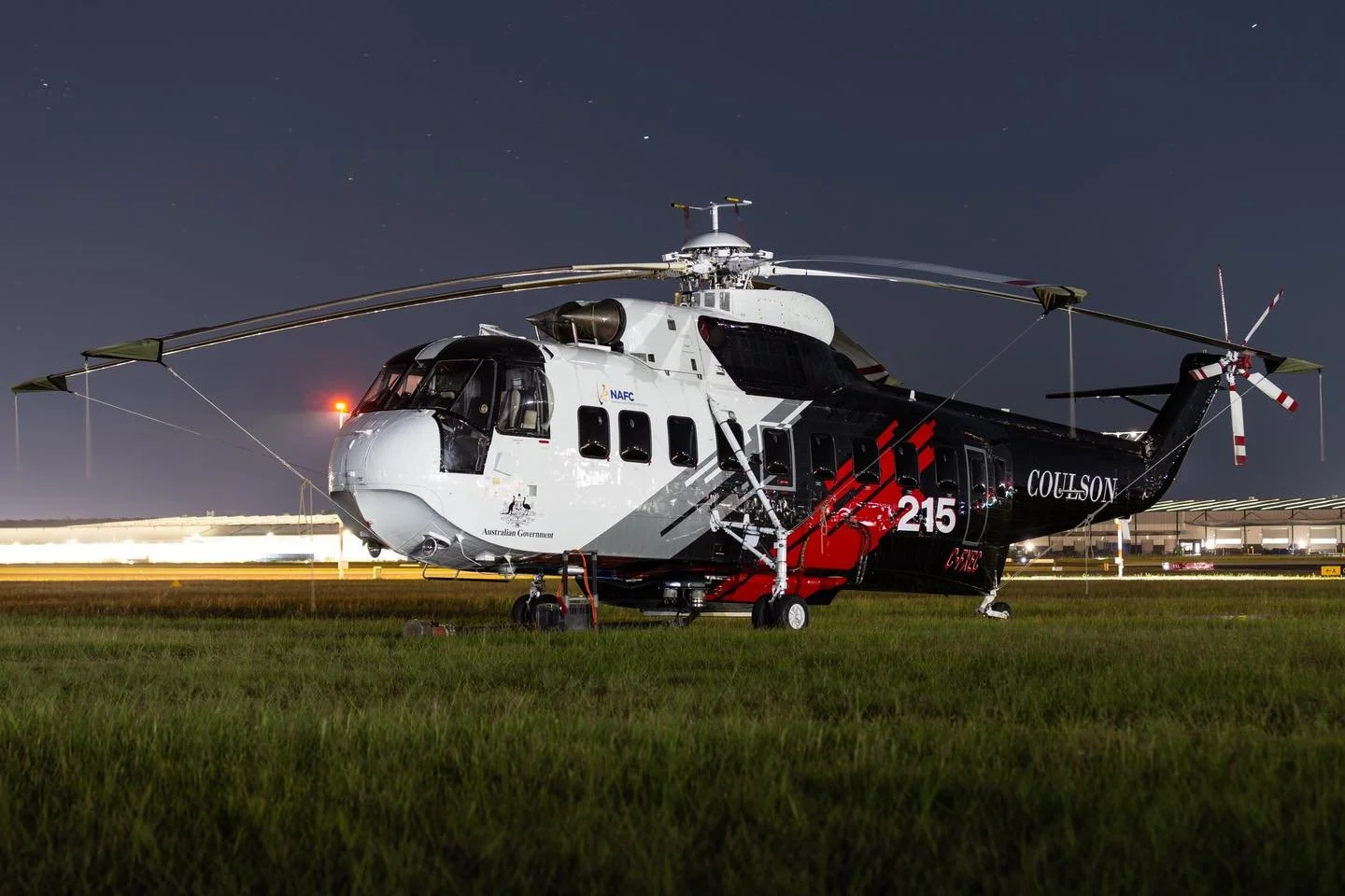 Sikorsky S61 ‘Helitak 215’ resting at Bankstown shortly before the start of its NAFC contract for the 25/26 fire season.
