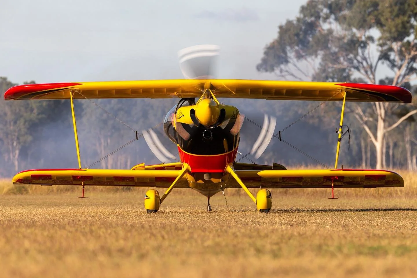 Paul Bennet and Glenn Graham taxiing back to parking after the Sky Aces display at The Old Station Airshow.
