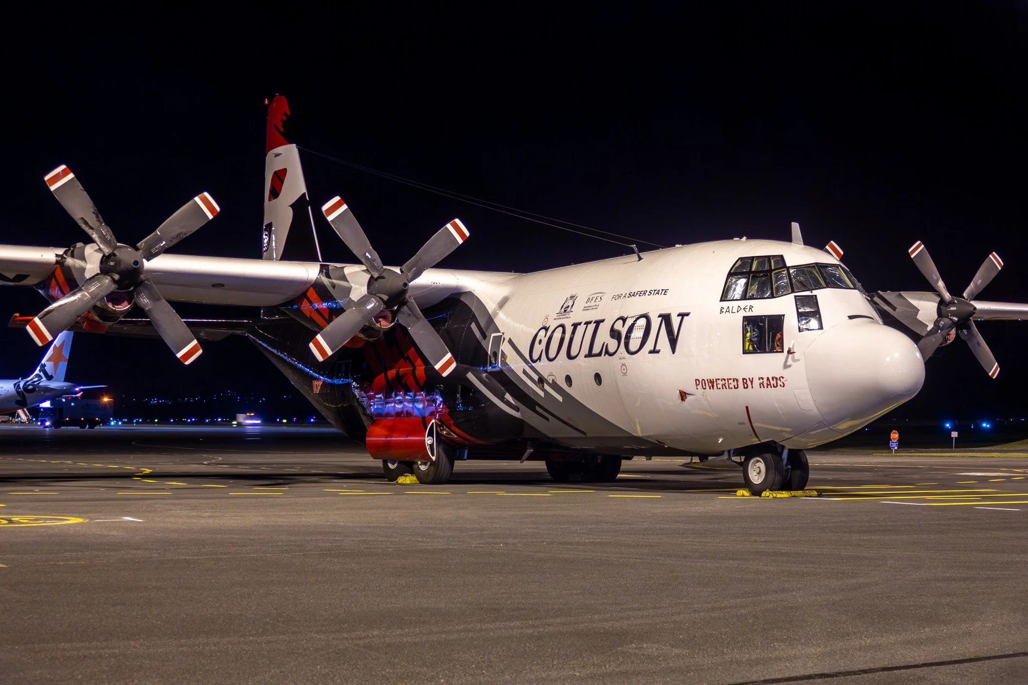 N382CG "Balder" resting at the Gold Coast airport last night after a flight from Busselton as "Coulson 138". The aircraft departed this morning for Pago Pago.