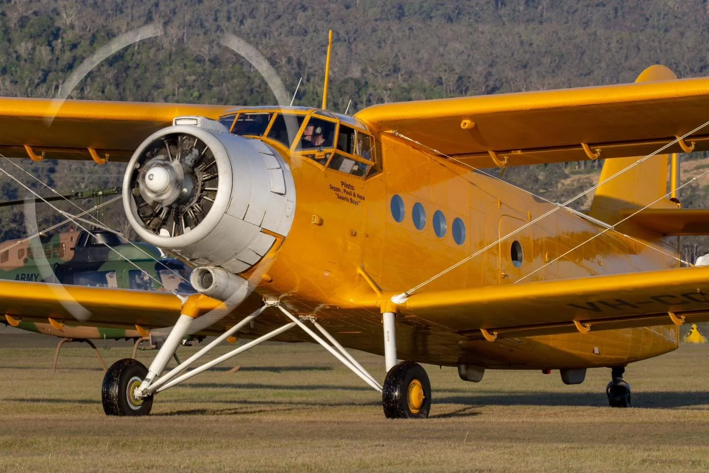AN-2TP VH-CCE taxiing for its departure from Watts Bridge after the 2022 Brisbane Airshow.
