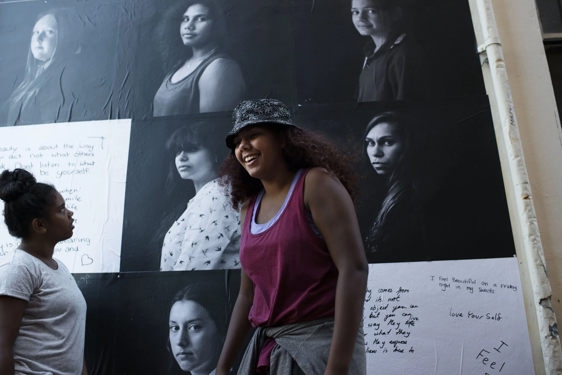  UNHELICA was a Beyond Empathy project created in partnership with the New England Regional Art Museum. It featured portraits by Raphaela Rosella alongside young women’s reflections on beauty, strength and bravery. Thirty paste-ups were exhibited in 