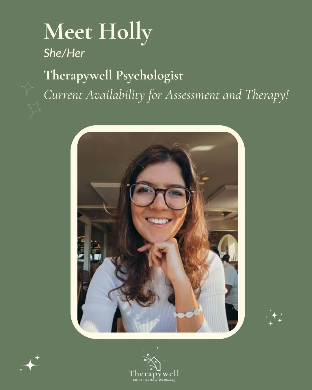 We&rsquo;re so pleased to introduce Holly Schroeder, Registered Psychologist at Therapywell 🌿
Holly works with children, adolescents and adults, offering a warm, compassionate and evidence-based approach to therapy. She is passionate about tailoring