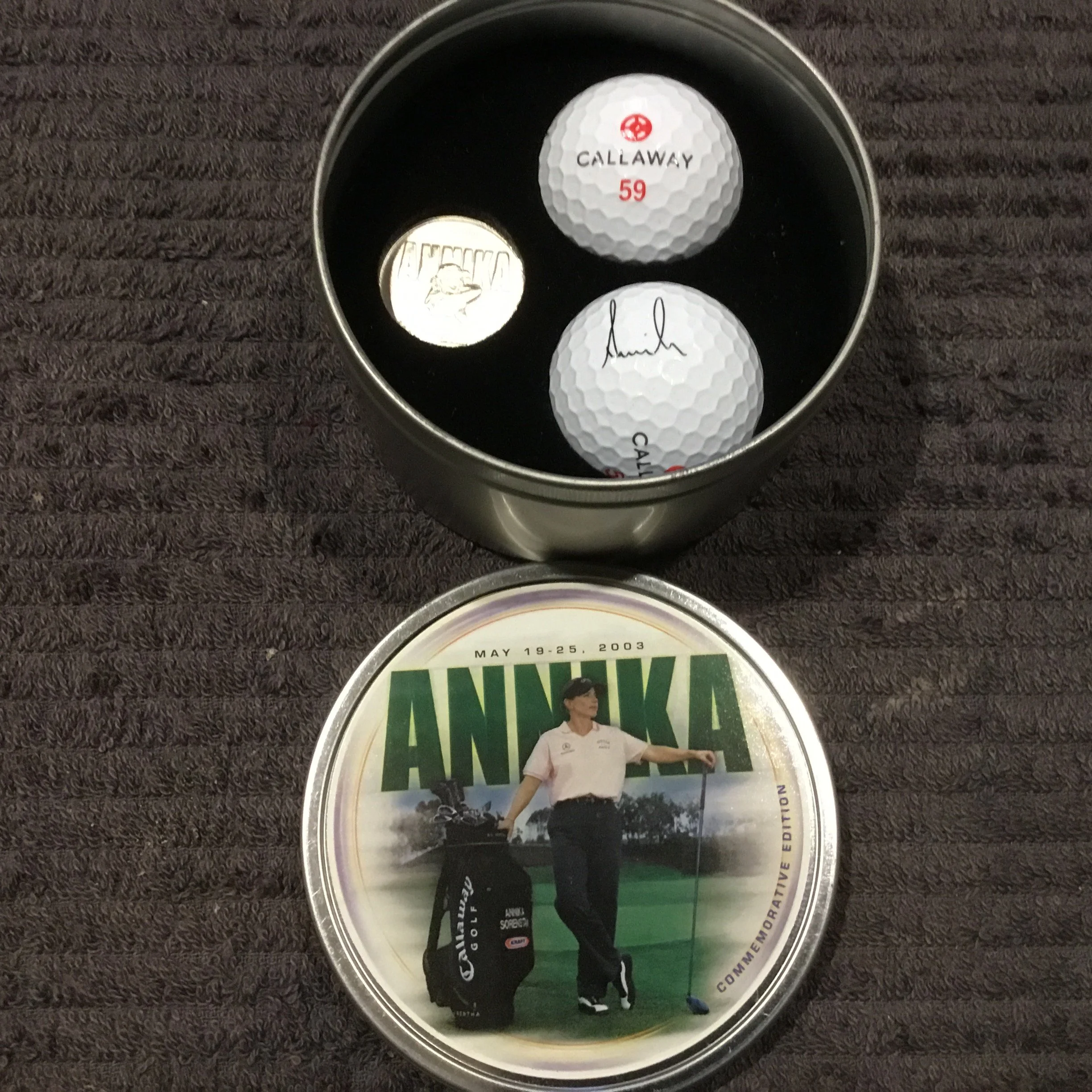 Annika Sorensen No.59 Autographed Callaway Ball and Marker set - Shot 59 May 2003