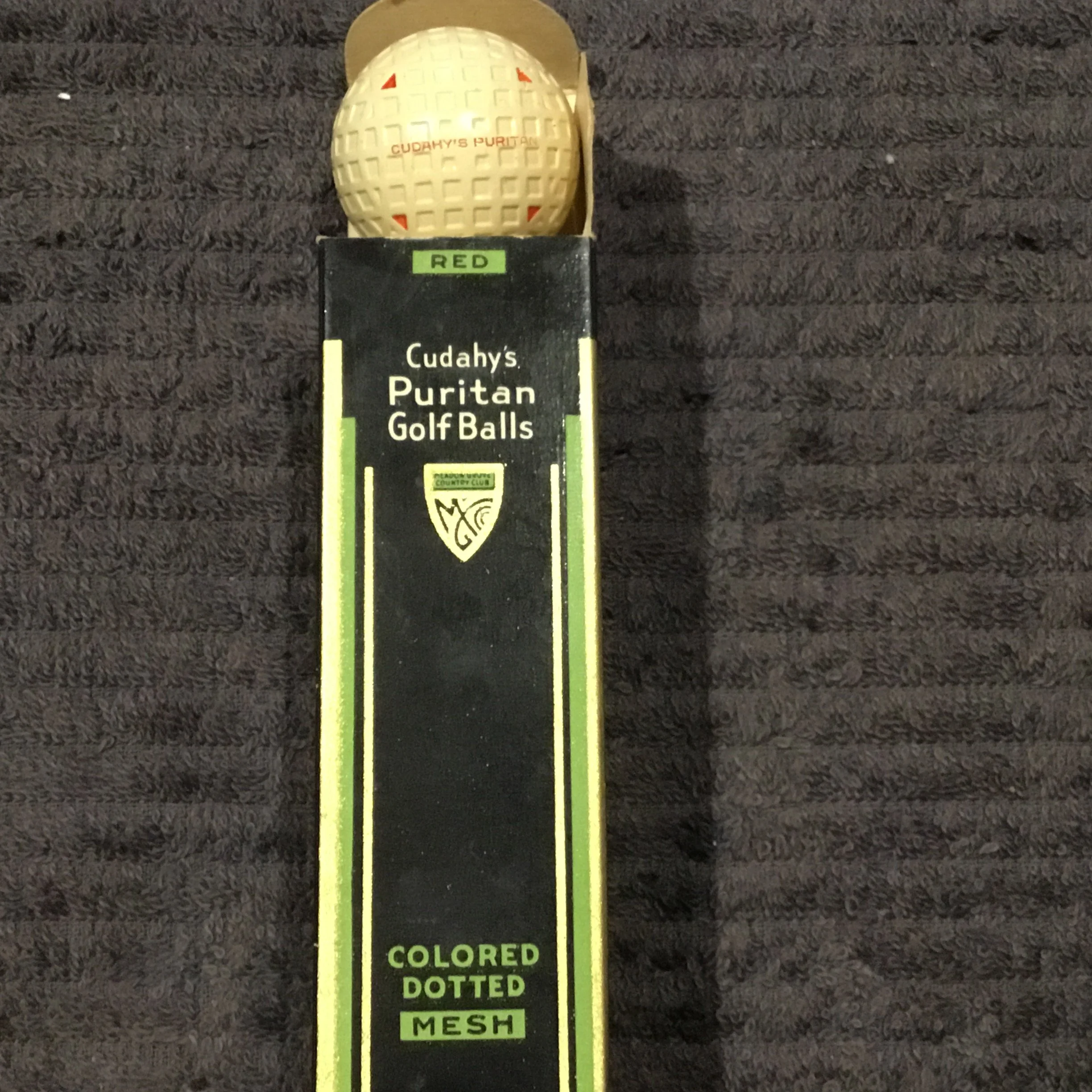 Sleeve of three Cudahy’s Puritan Square Groove Golf Balls