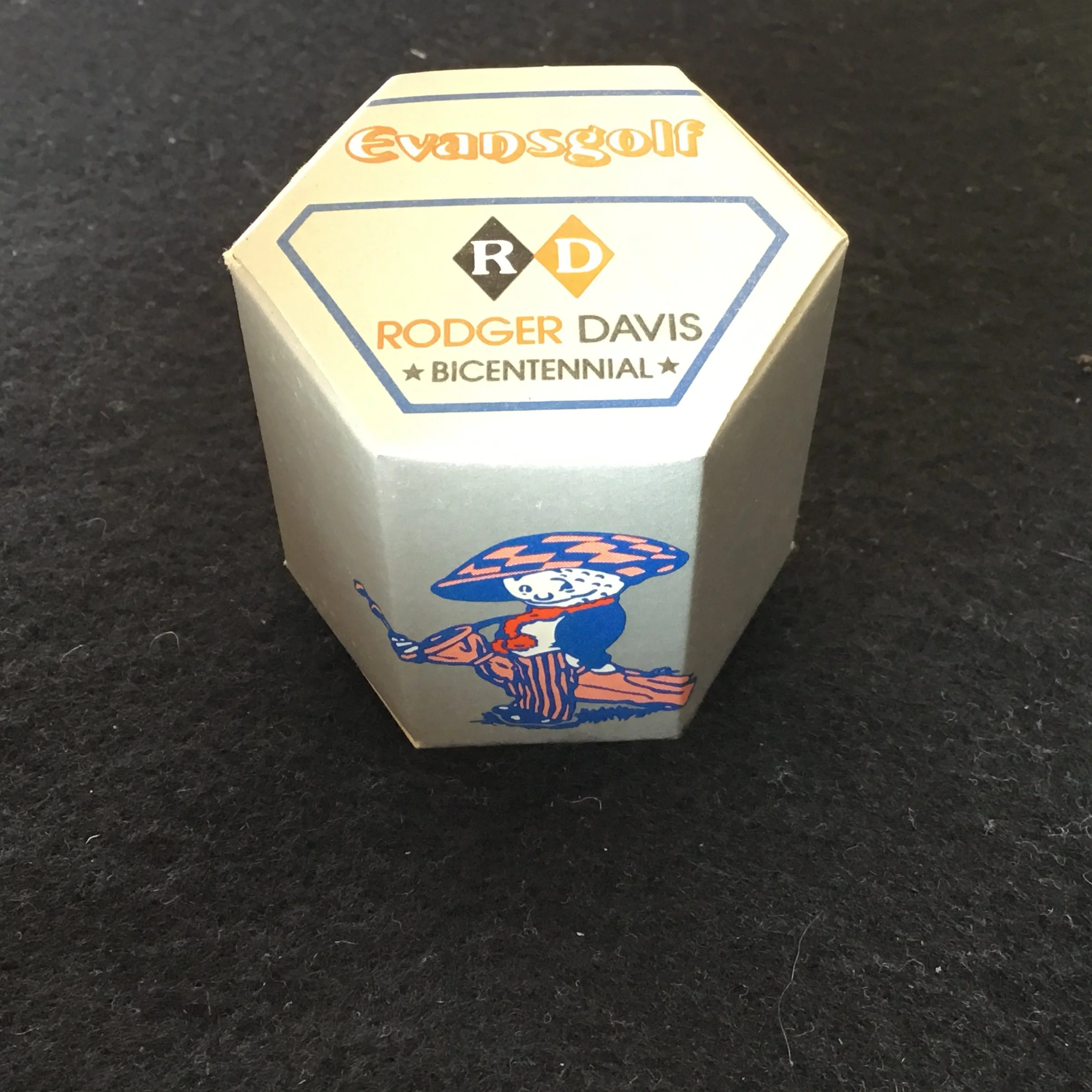 Roger Davis Bicentennial Evansgolf Autograph boxed logo ball