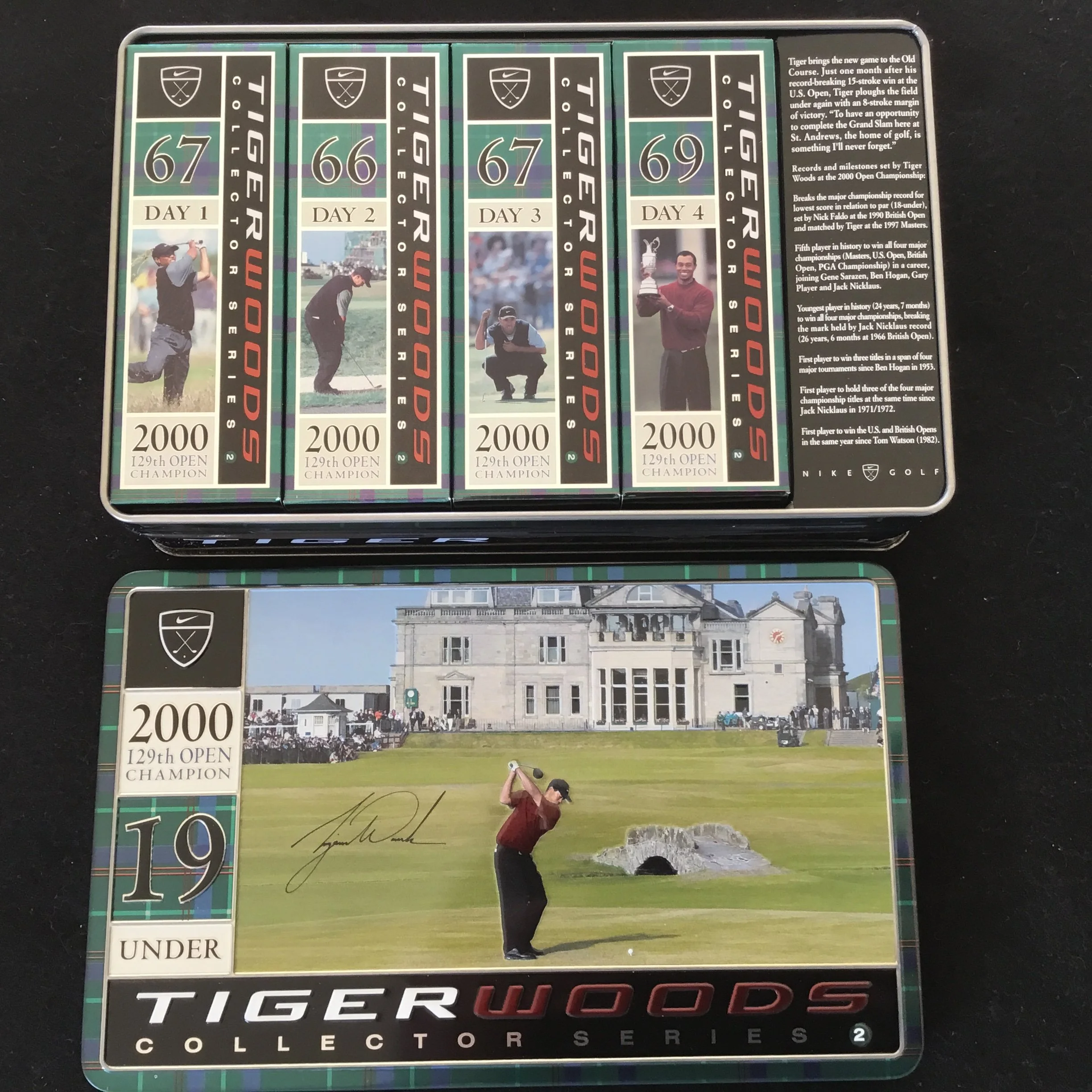 Tiger Woods Collector Series Tin of four sleeves of Golf Balls - 2000 British Open