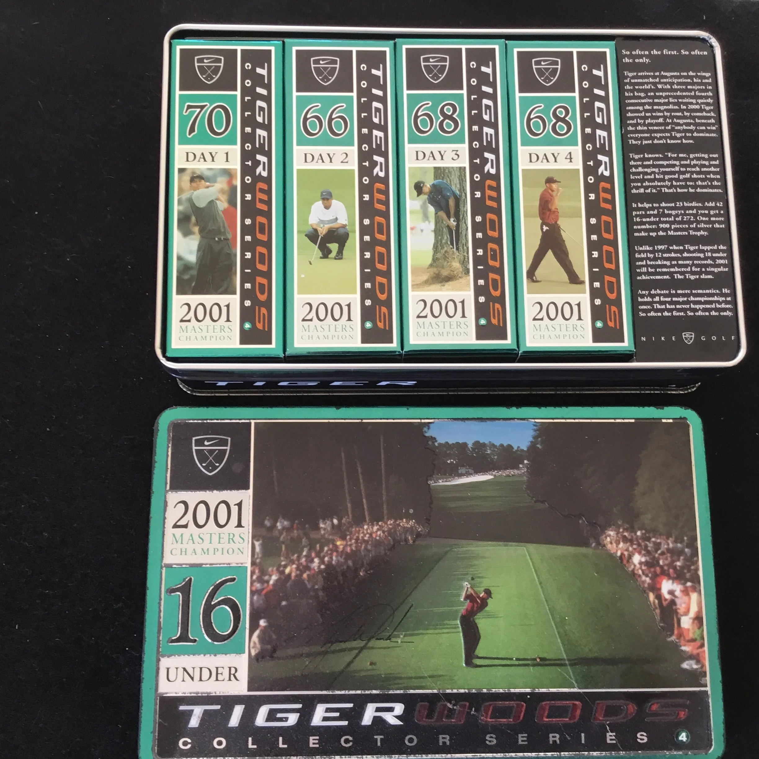 Tiger Woods Collector Series Tin of four sleeves of Golf Balls - 2001 US Masters