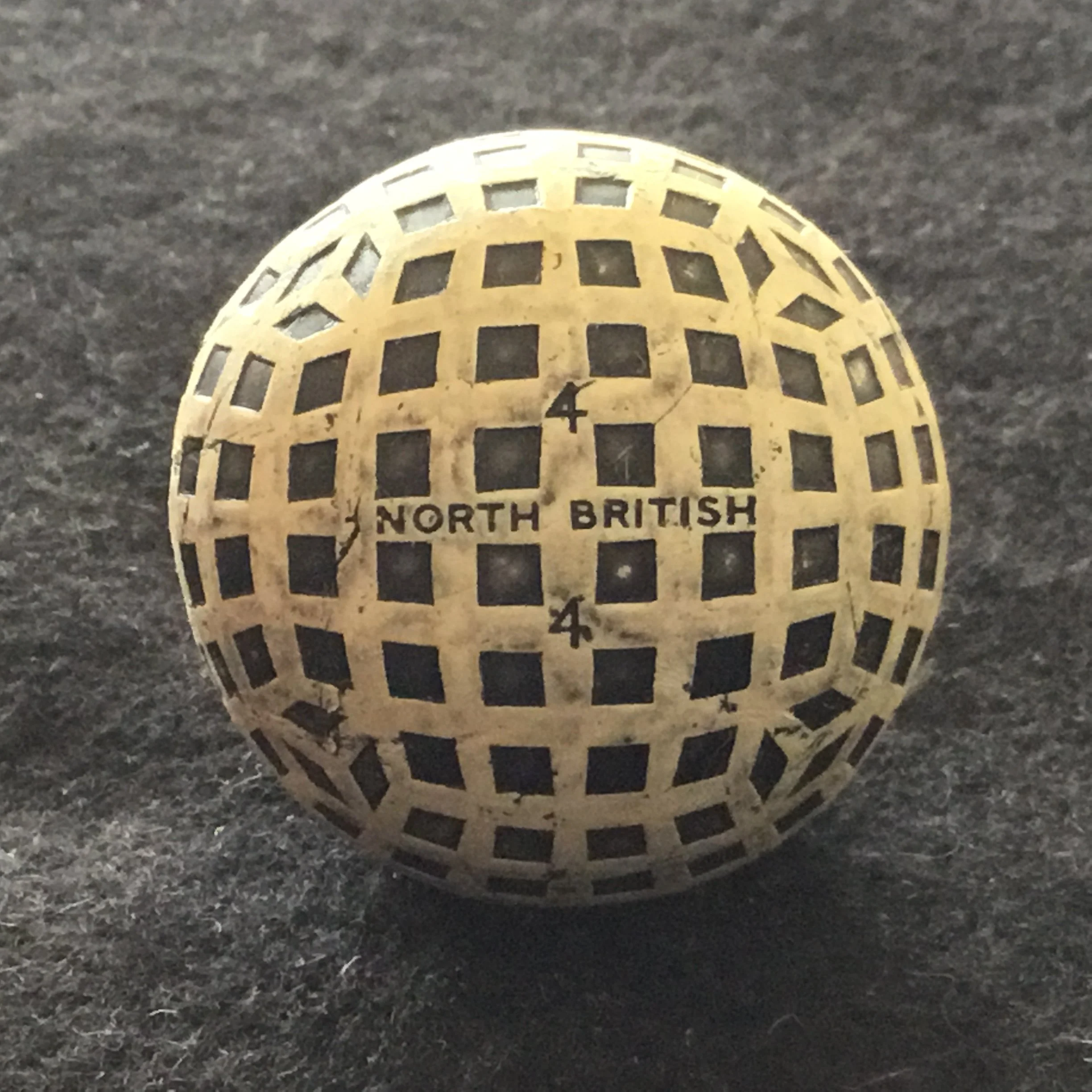 North British - Scotland - Square Mesh Gutta Percha reconditioned pond ball