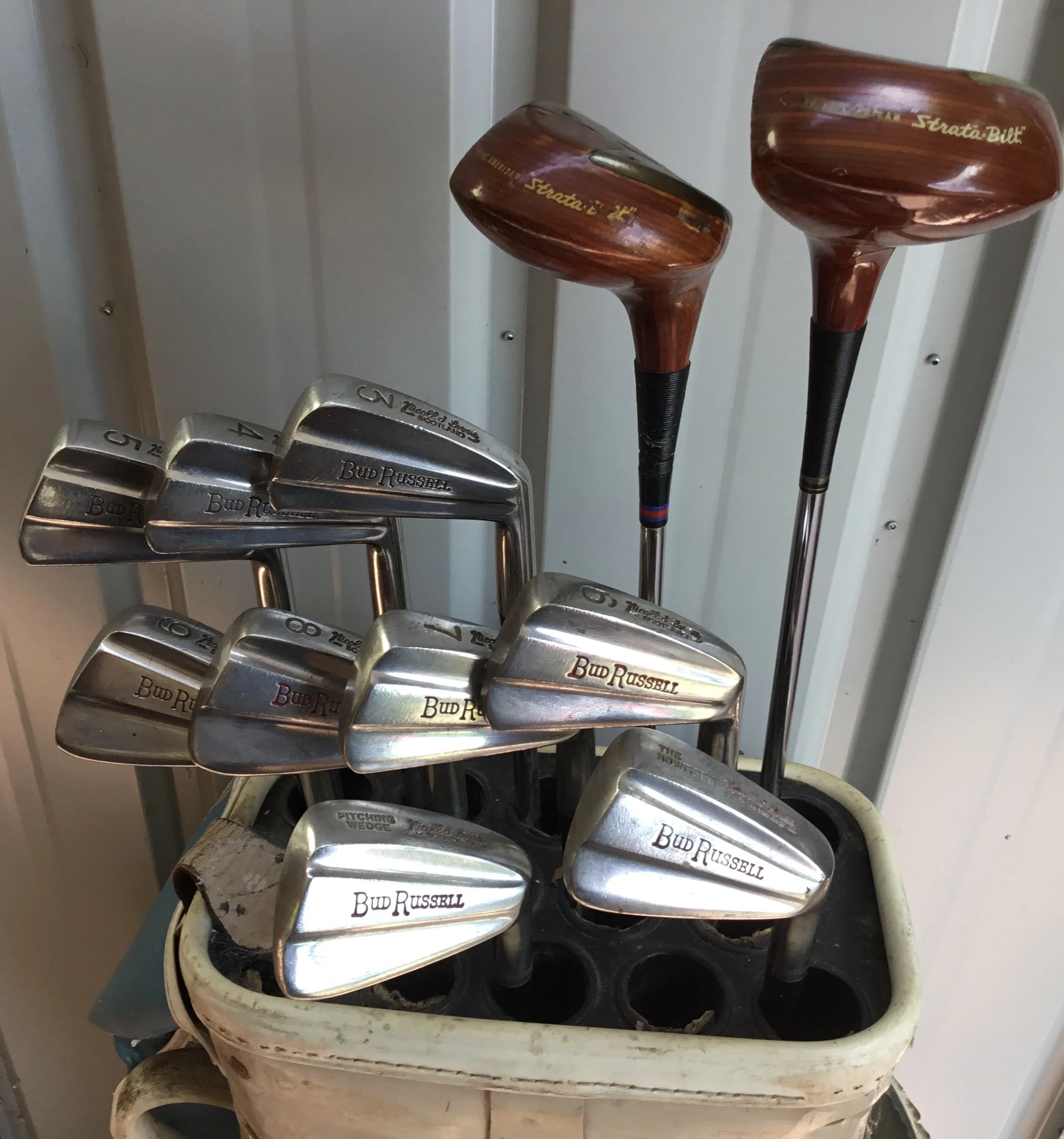 Antique Set of Bud Russell Blade Golf Clubs by Nicoll O Leven of Scotland