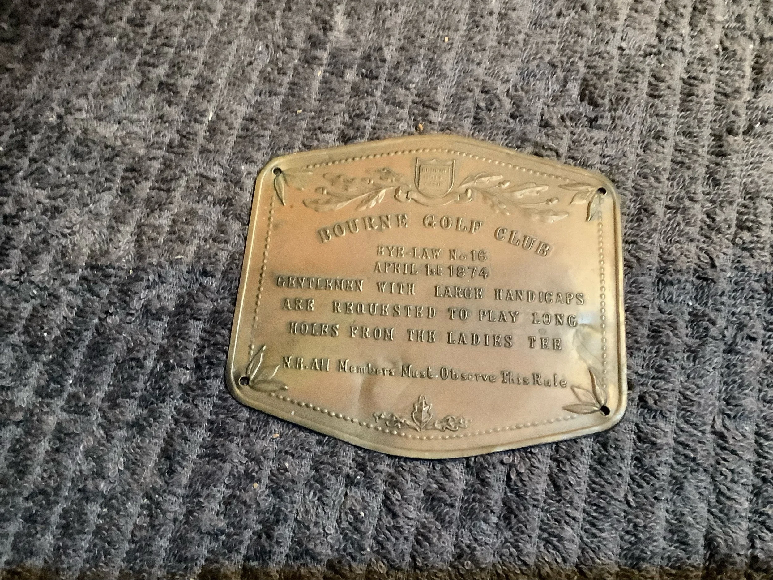 Bourne Golf Club Tee Plate for High Handicappers