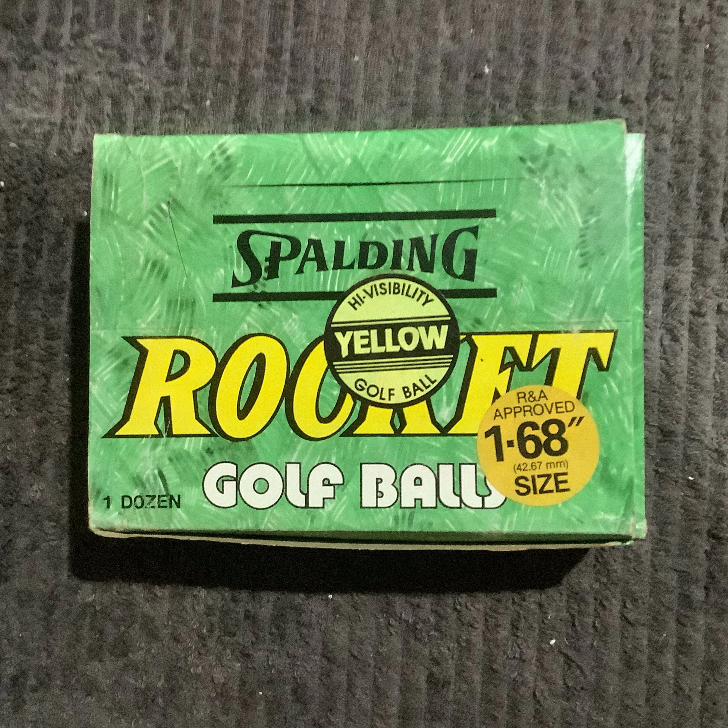 Spalding Rocket 1 Doz Box containing 12 Individual Boxed Yellow 1.68 Balls