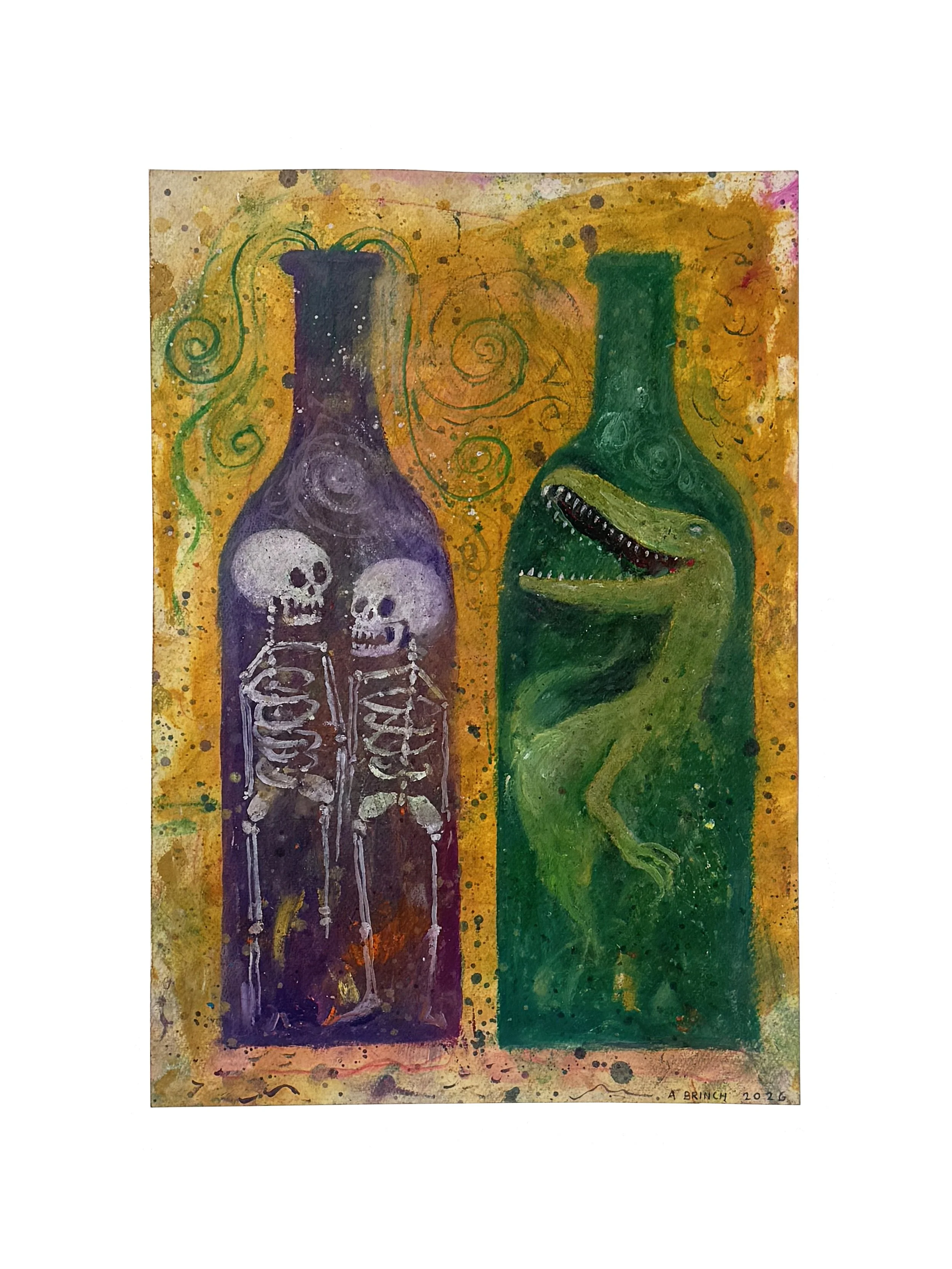 AB-003 Anders_Brinch_Skitsehandlen. Self-portrait no. 1 (Alcohol and Alchemy), 2026. Oliemaling og farveblyant på papir ca. 50 x 34,8 cm.jpg