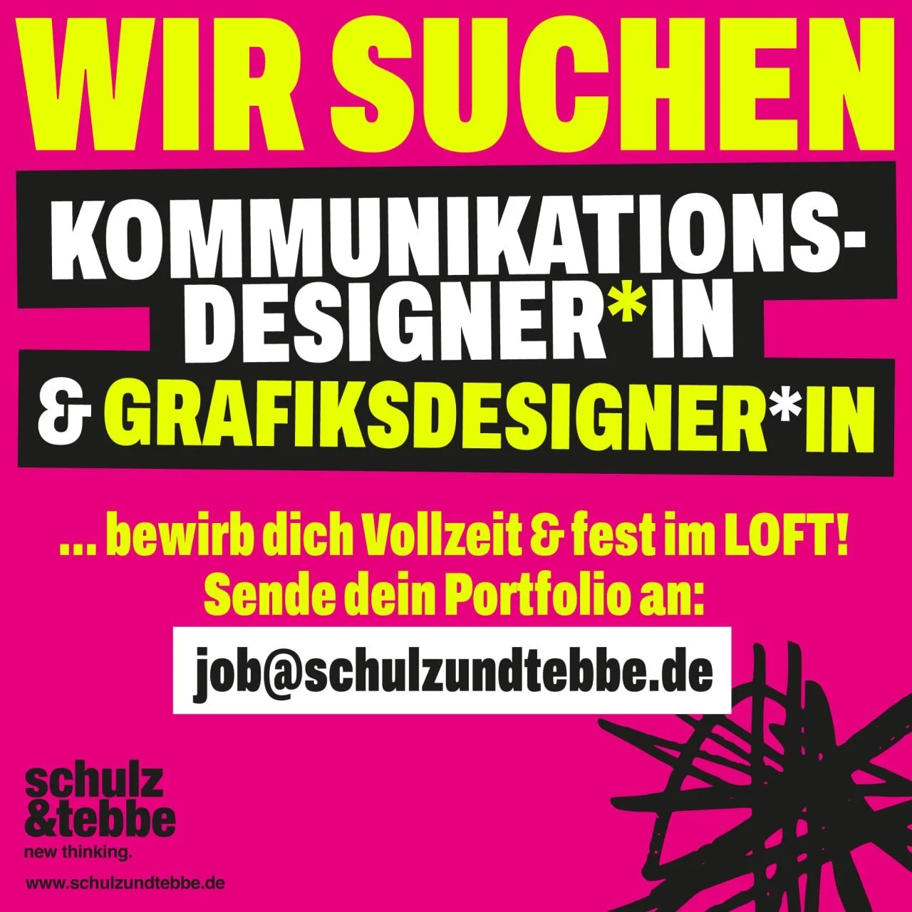 Bild mit aktueller Stellenanzeige nach "Grafik-Designer*in" oder "Kommunikationsdesigner*in"