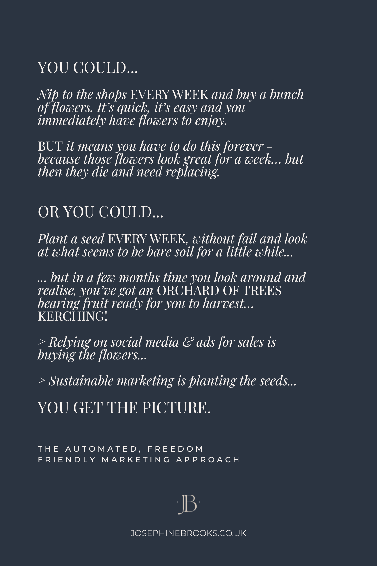 Social media vs. evergreen marketing - Josephine Brooks