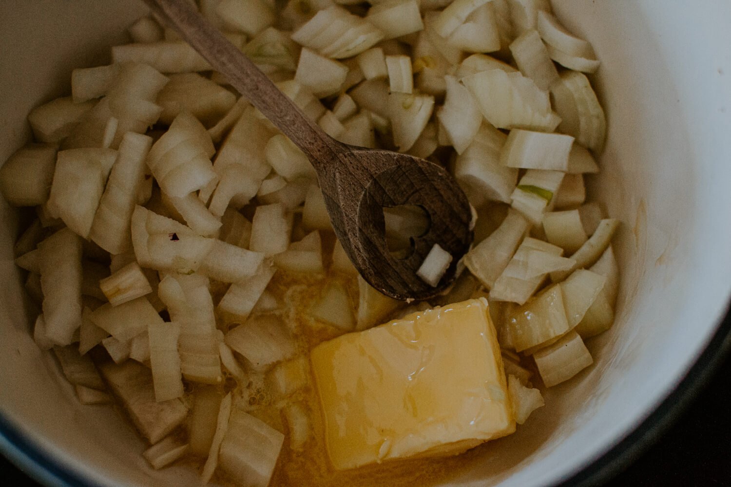 Frying onions in butter - Josephine Brooks