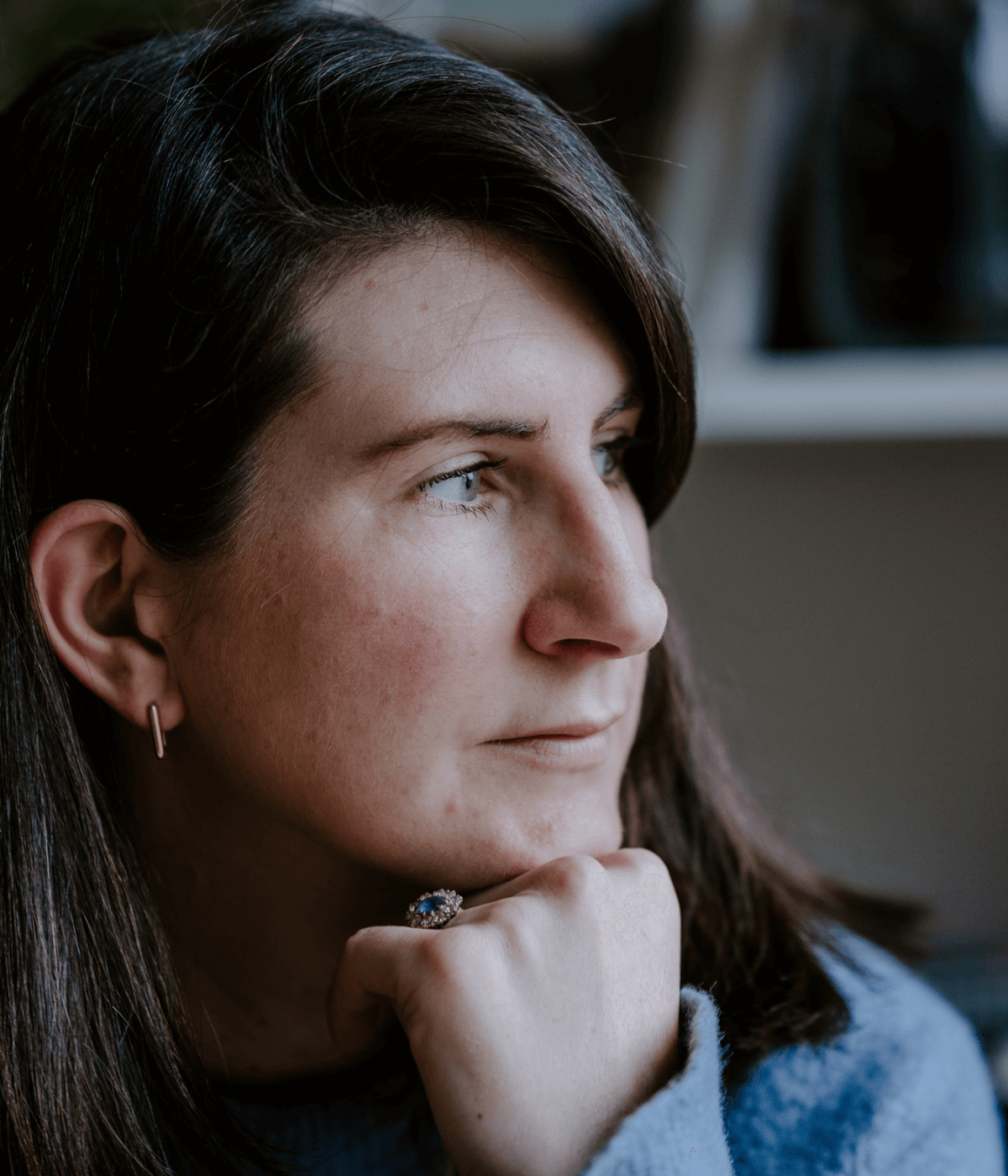Josephine Brooks wearing a blue jumper