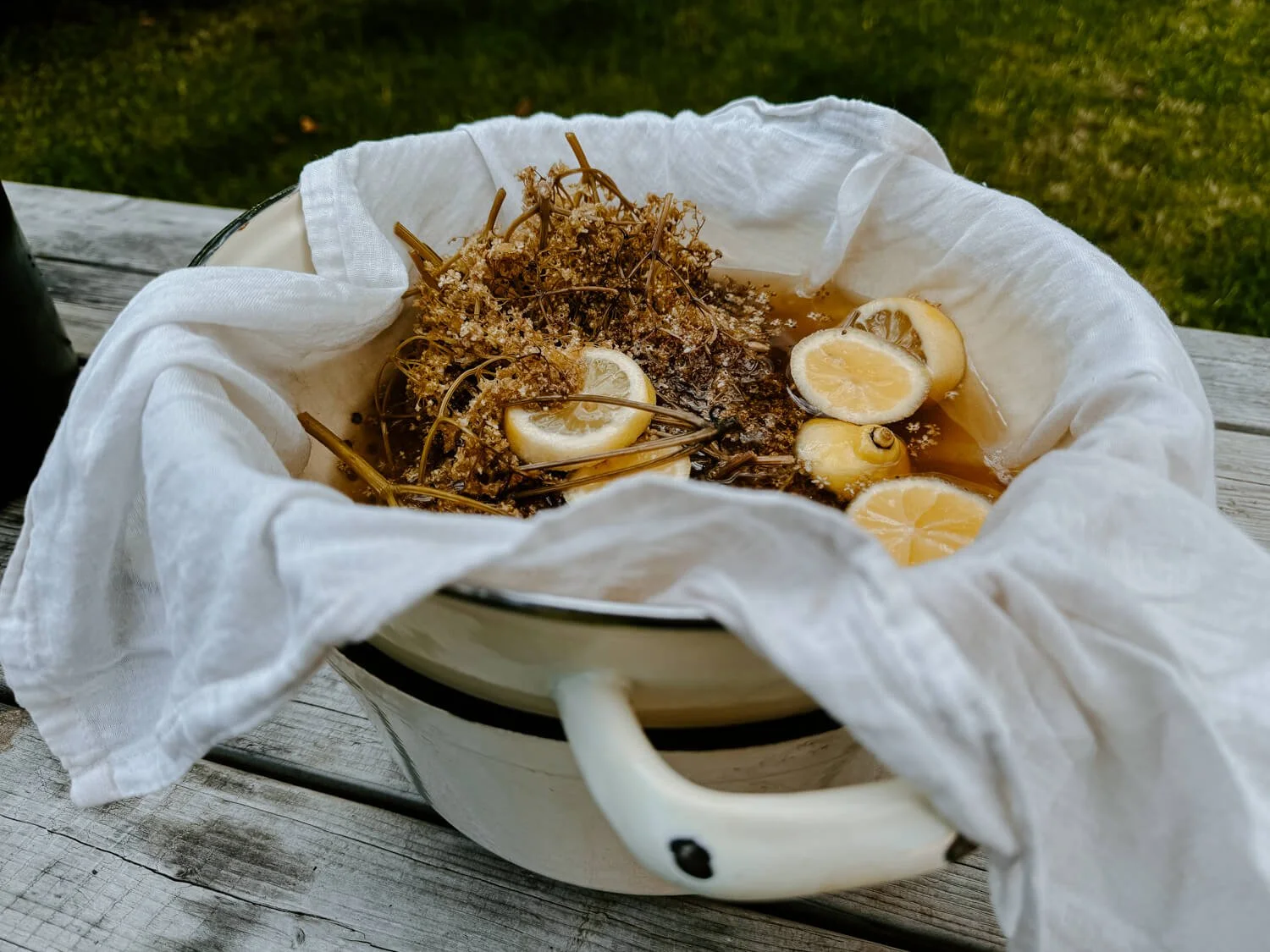 Elderflower Cordial Recipe - strained mixture - Josephine Brooks.jpg