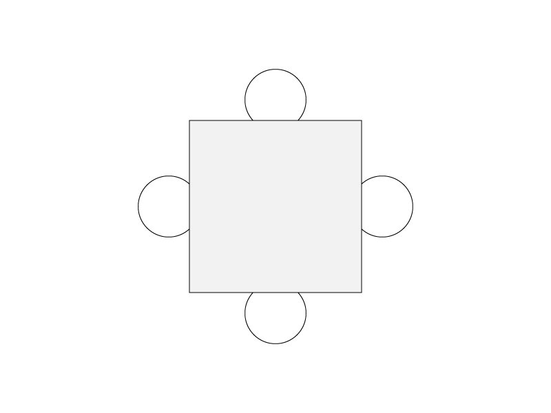 100 x 100 cm — Esstisch für 4 Personen