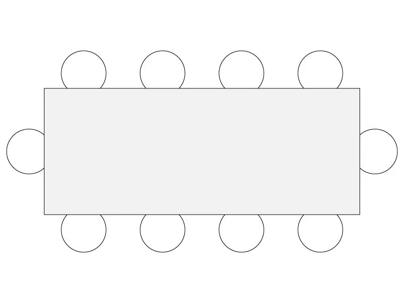 250 x 100 cm — Esstisch für 10 Personen