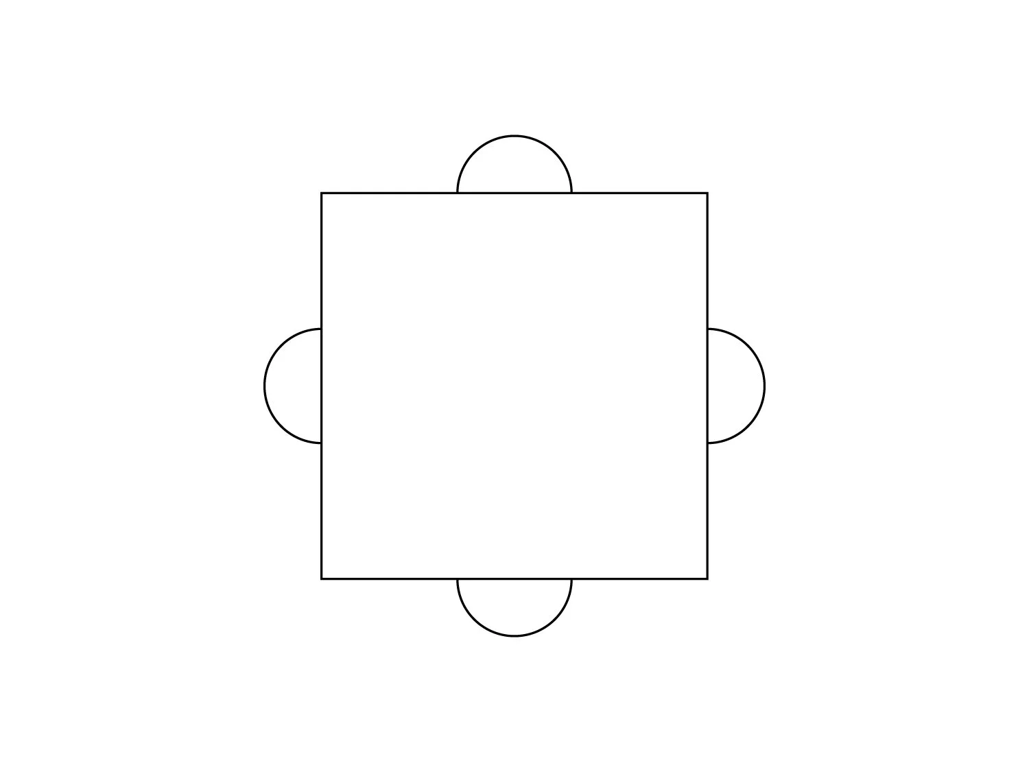 120 x 120 cm — Dining table for 4