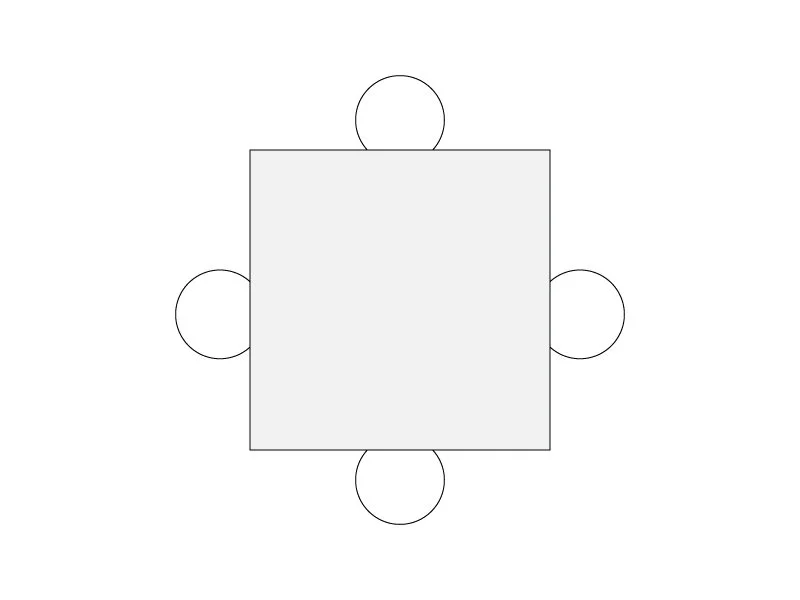 120 x 120 cm — Esstisch für 4 Personen