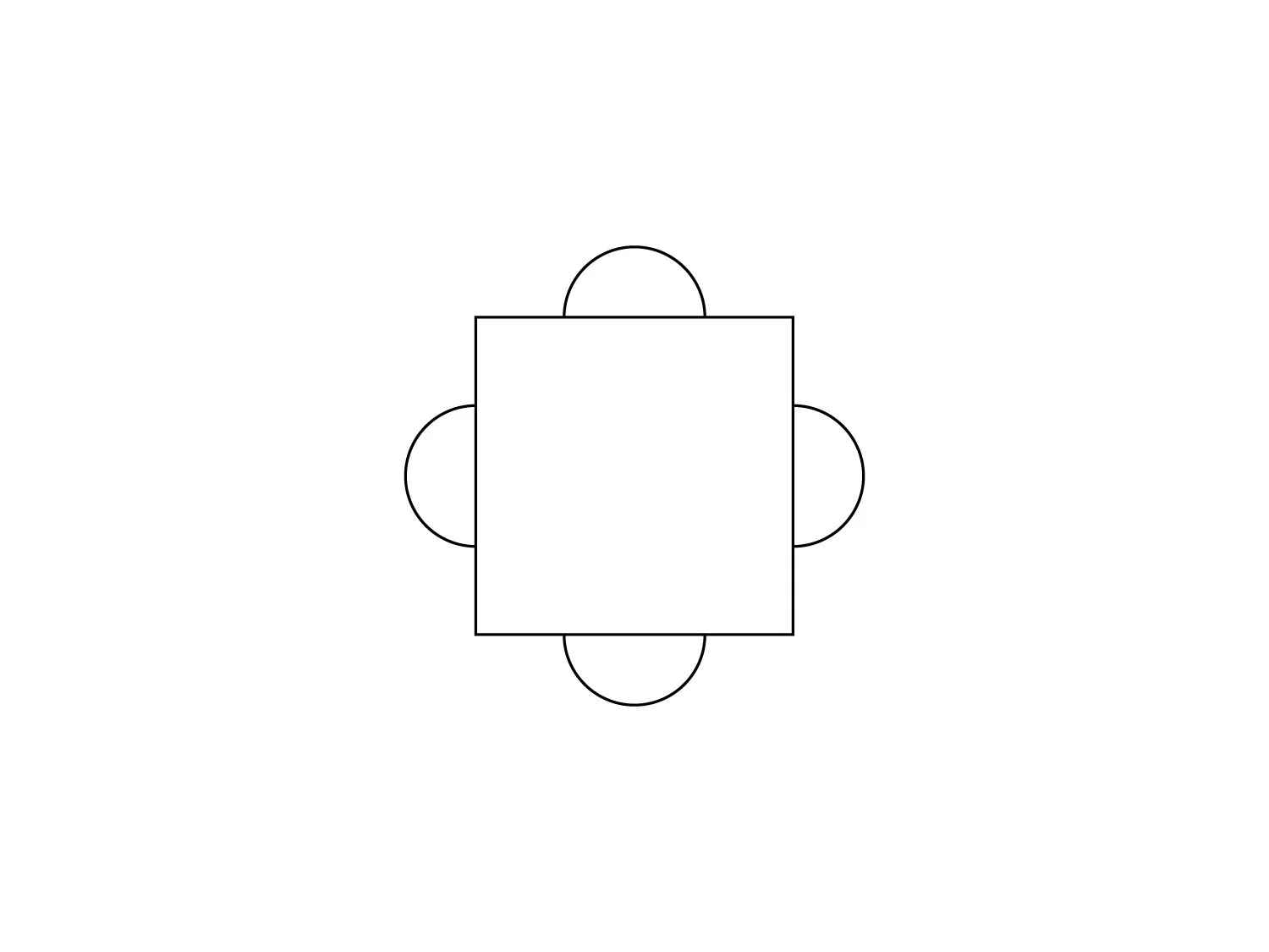 80 x 80 cm — Dining table for 4