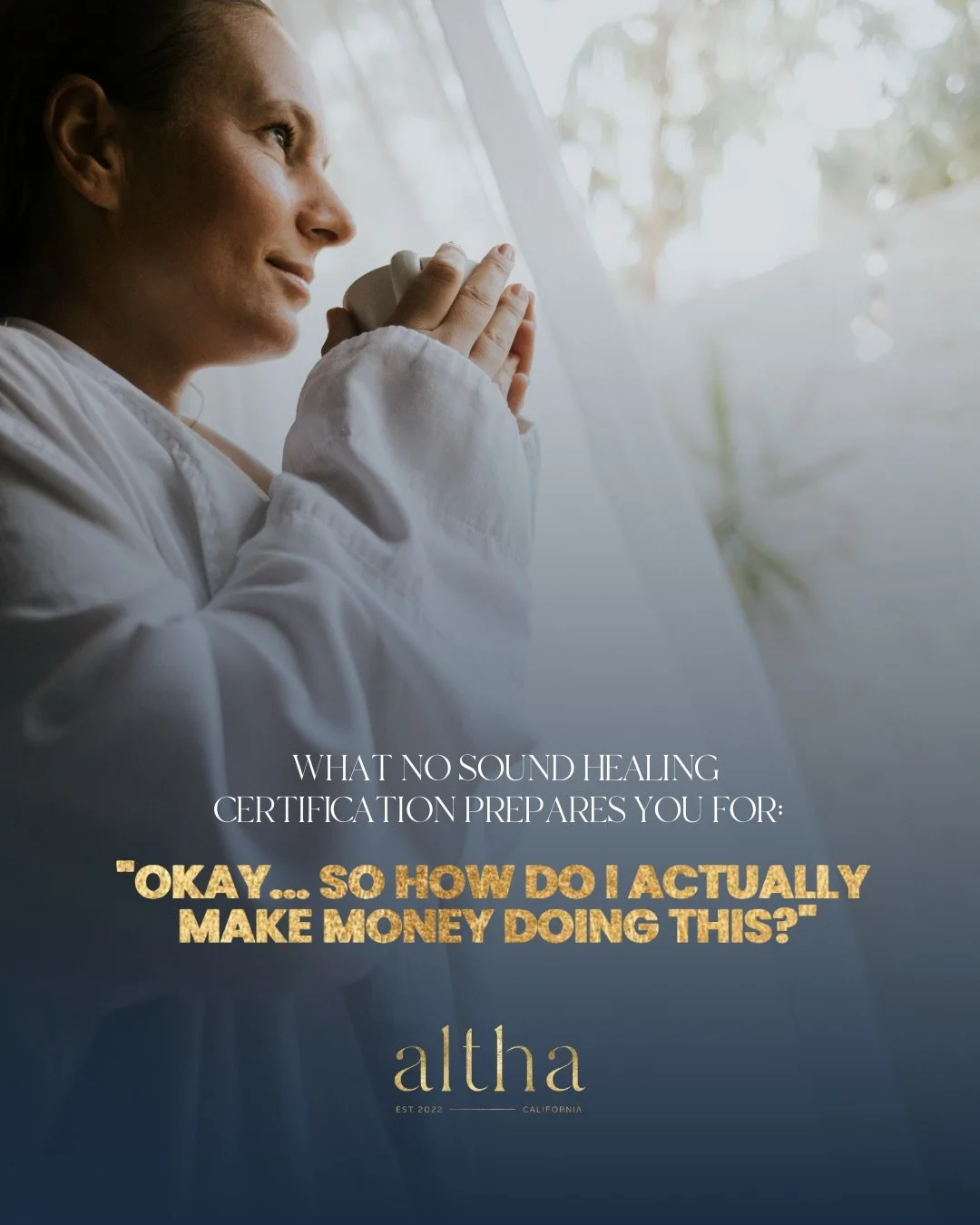 This is the part most sound healing certifications quietly skip.

They teach you the modality. The frequencies. How to hold space.

They don&rsquo;t prepare you for what comes after:
&ldquo;How do I actually make a living doing this?&rdquo;

Most sou