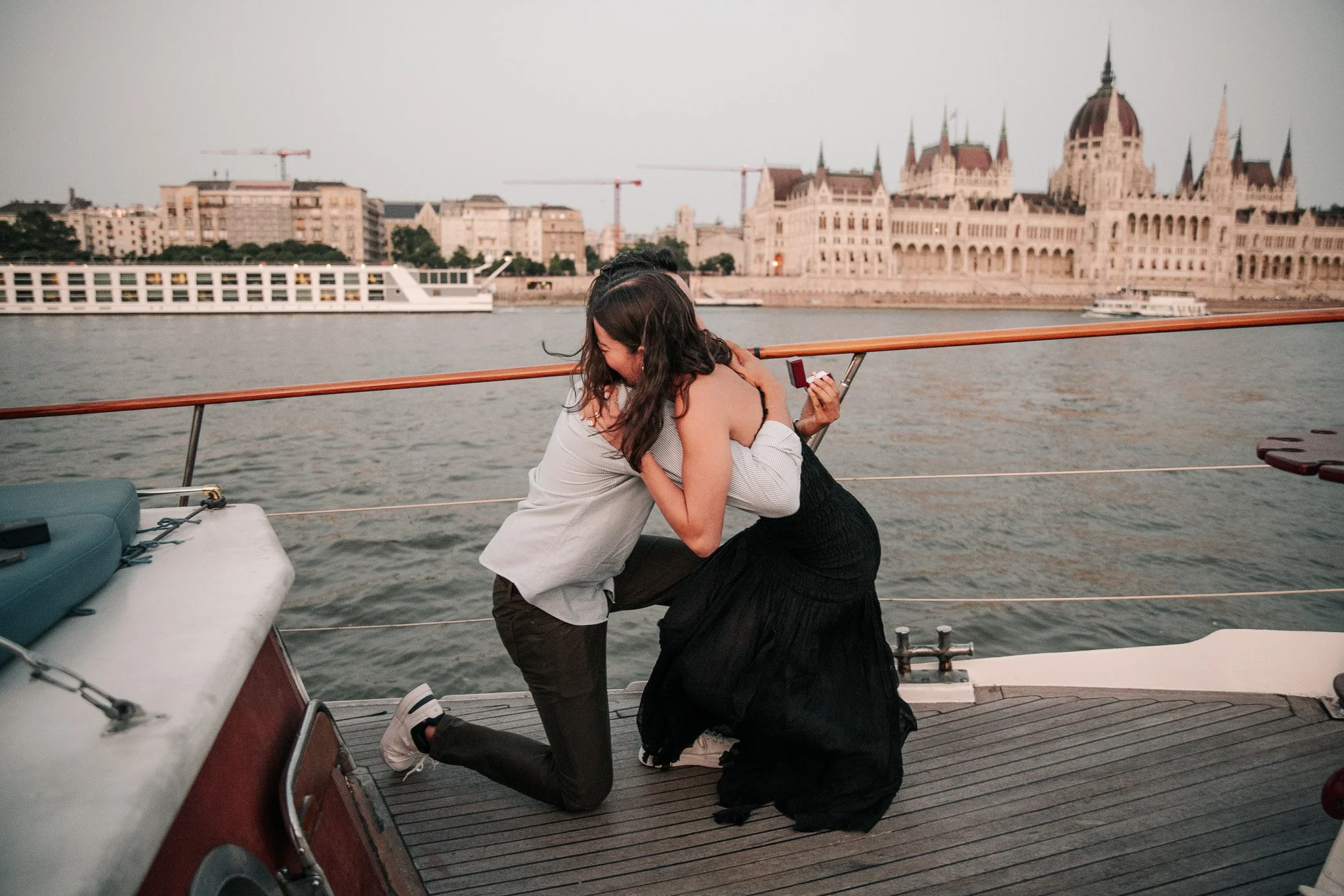 Budapest Priivate Yacht Surprise Proposal Moment