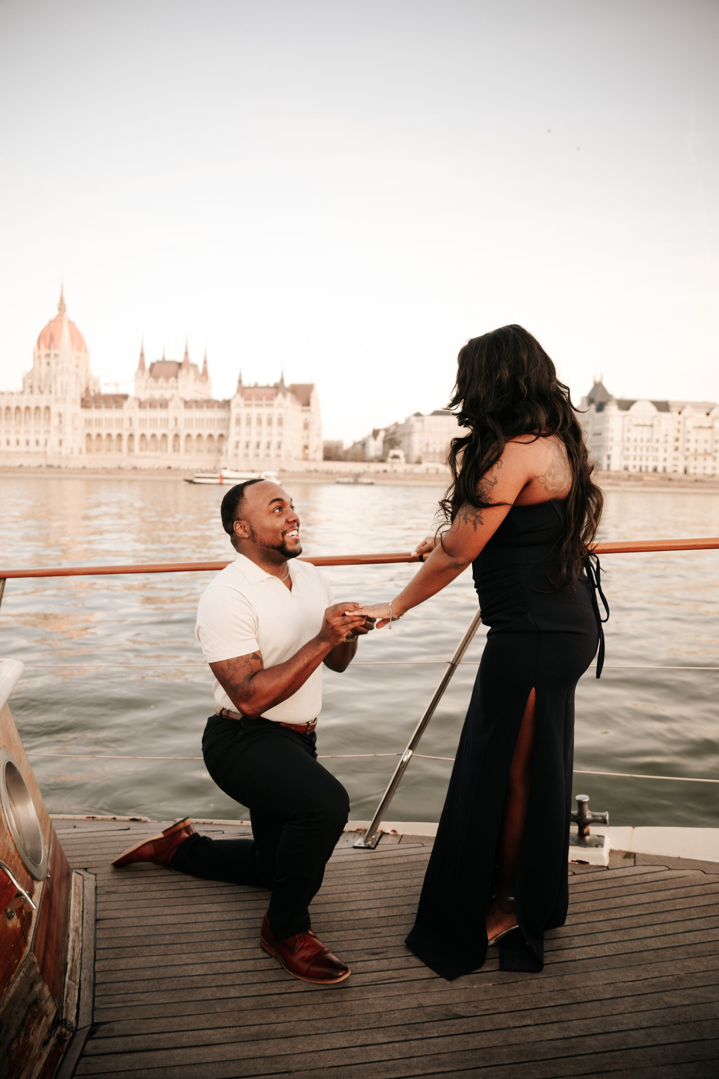 romantic and atmospheric proposal on private yacht