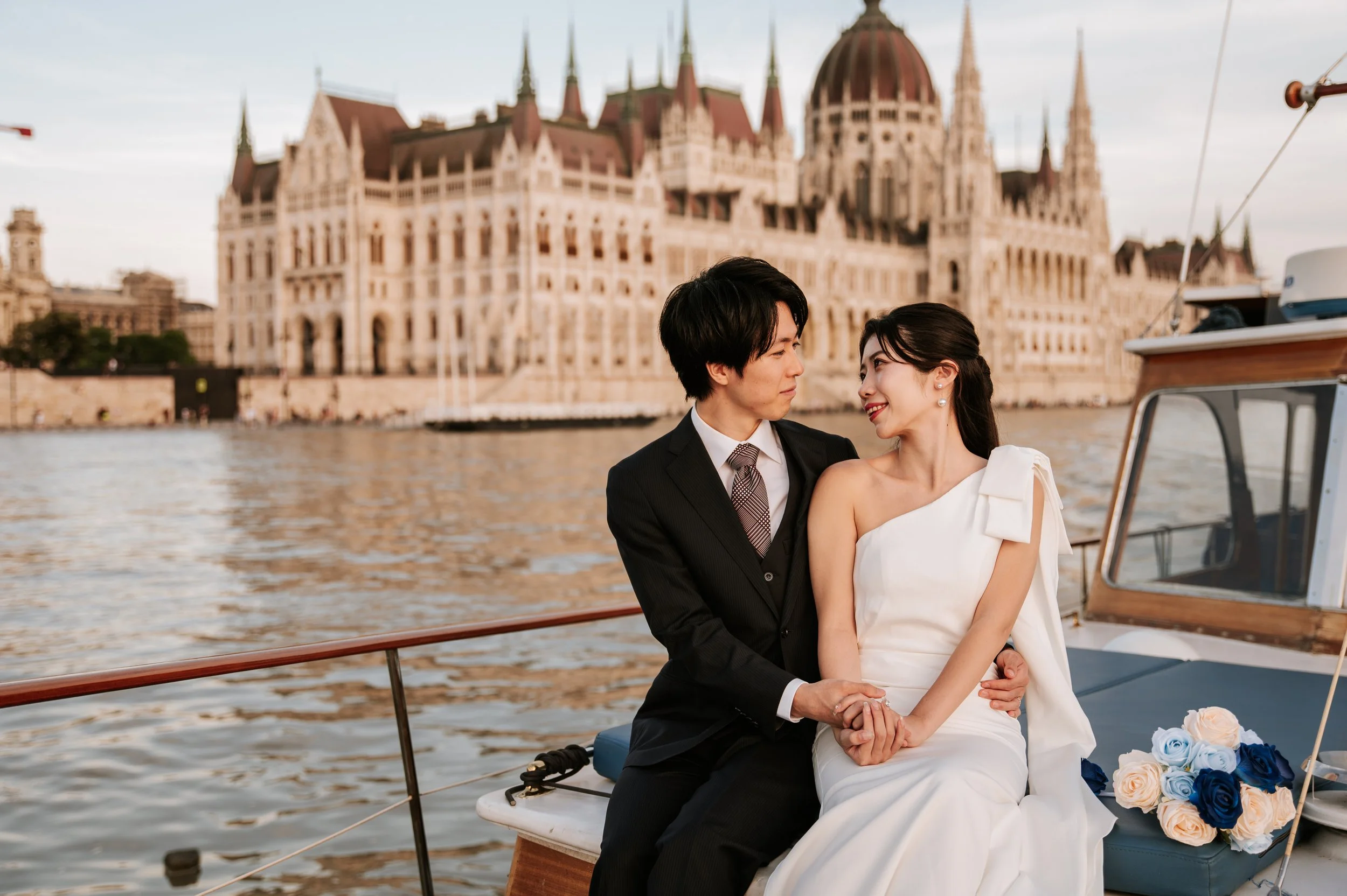 Budapest Engagement and wedding photographer on a private yacht in Budapest