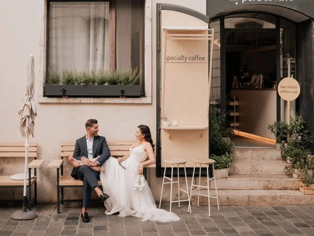 Wedding photoshoot in the streets of Buda Castle, Budapest