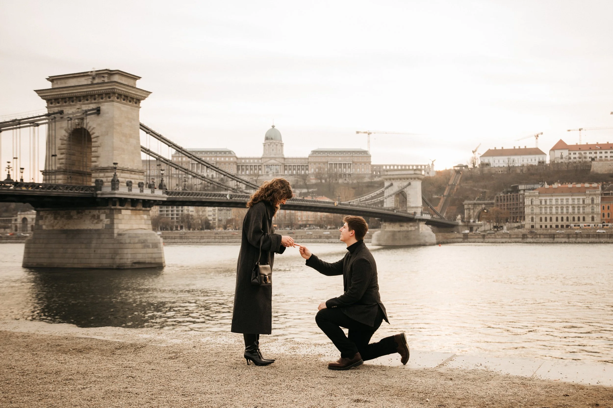 Romantic Chain Bridge Proposal in Budapest