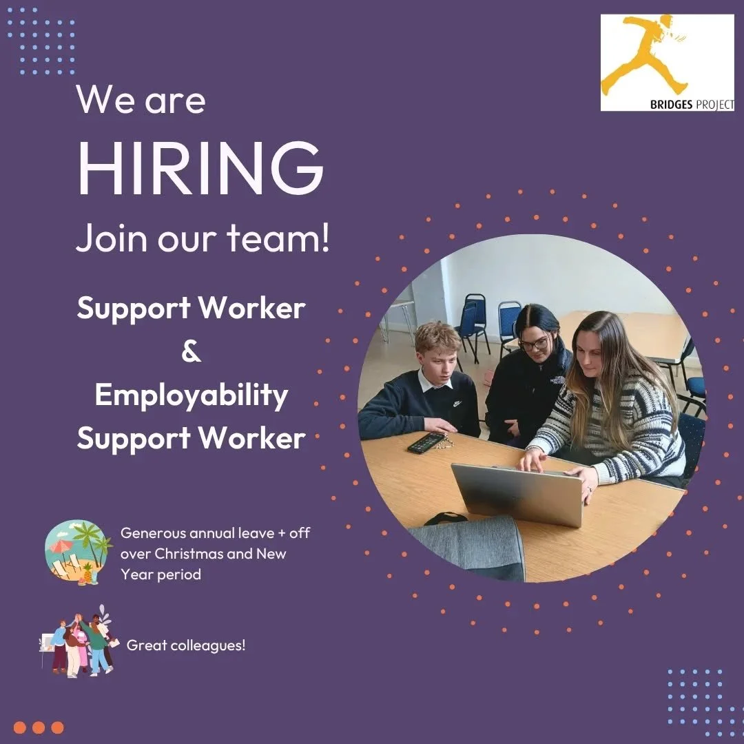 🚨 We're looking for two new colleagues 🚨

Bridges have got some new funding and are launching two new programmes, Bridges Motivation and Bridges Access 🎉 We're hiring staff for both of them!

ℹ️ Learn more about the new programmes and roles and ap