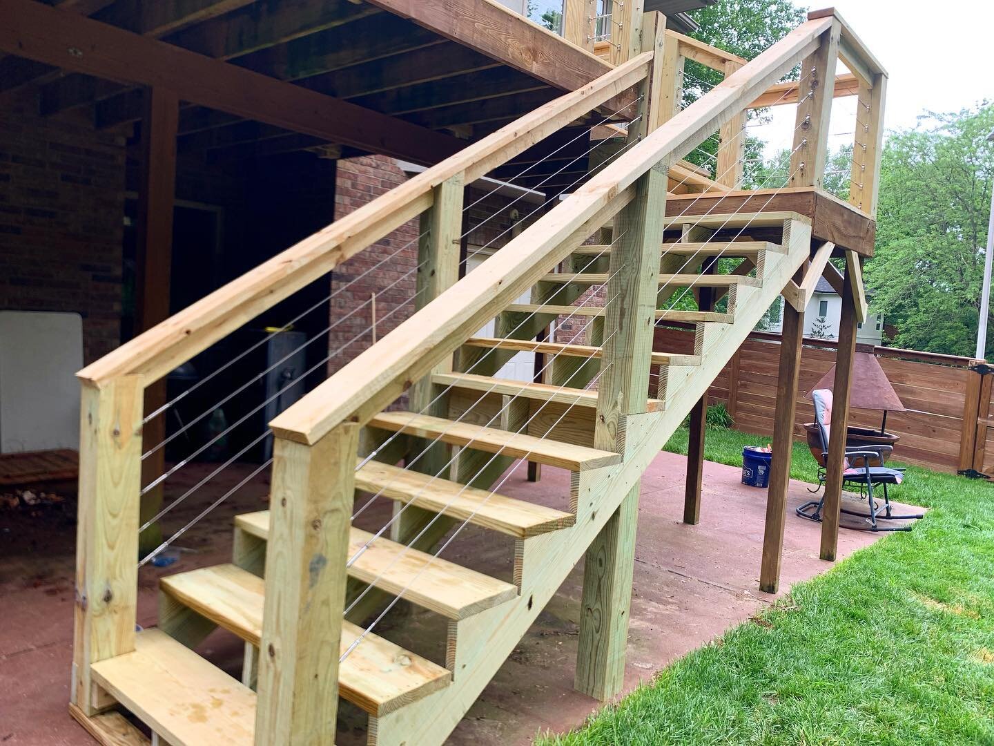 This re-deck completely changed this backyard atmosphere. Cleaner, more trendy, and ready to host! #fence #contractor #woodwork #woodworking #shed #sheds #pergola #pergolas #privacy #privacyfence #porchswing #deckwork #deck #newdeck #construction #sp